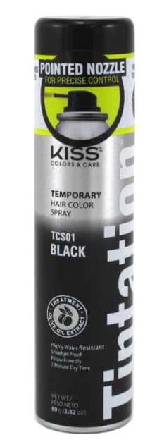 Tintation Temporary Hair Color Spray, Black, 2.82 oz (Pack of 8)