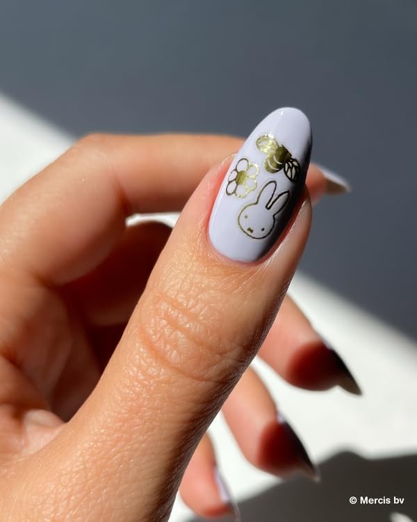 Miffy is Gold Nail Stickers - Lightweight & Easy-to-Apply Nail Art with Trendy Design - Durable & Long-Lasting Nail Stickers for Women, Ideal for DIY Manicures & Salon-Quality Nails