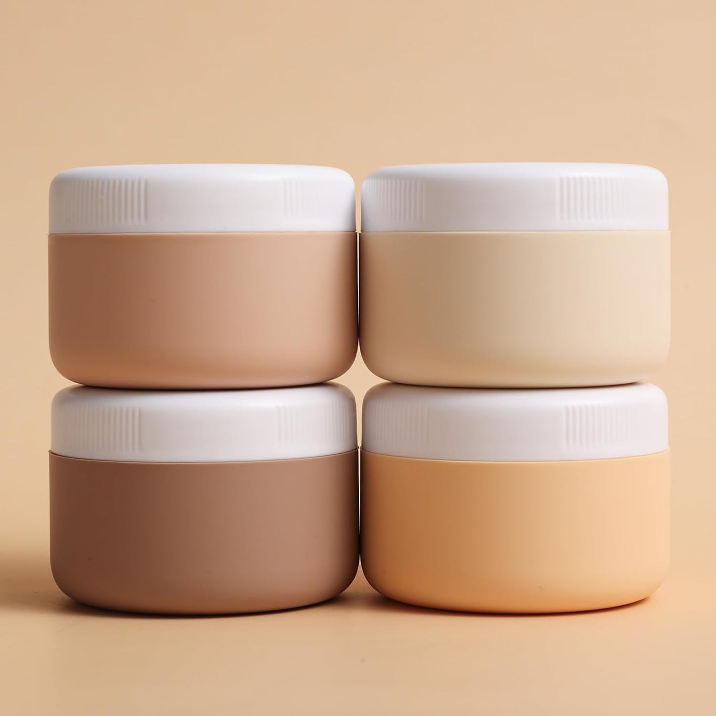 Travel Containers for Toiletries, Silicone Cream Jars BPA-Free, Leak-proof 2oz Travel Size Containers, Portable Size Silicone Jars with Lid for Cosmetic Face Hand Body Cream (4 Pack)