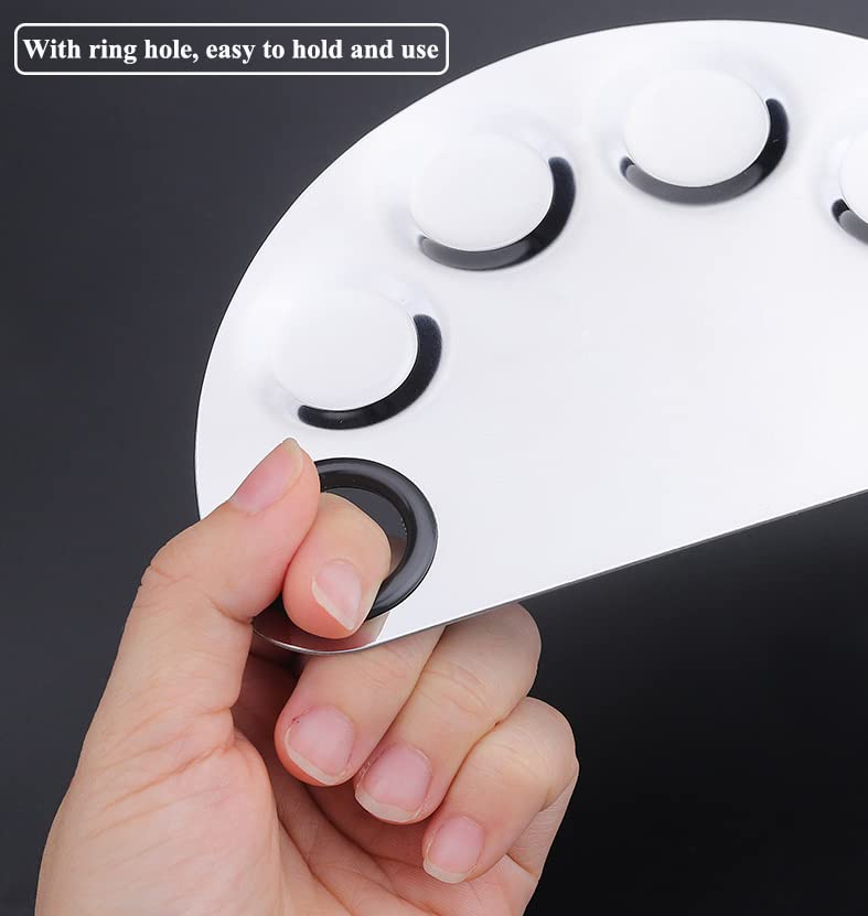 AKOAK Stainless Steel Beauty Palette, with Spatula Tool, Nail Art Makeup Palette, for Mixing Cosmetics/Nail Polish/Pigments