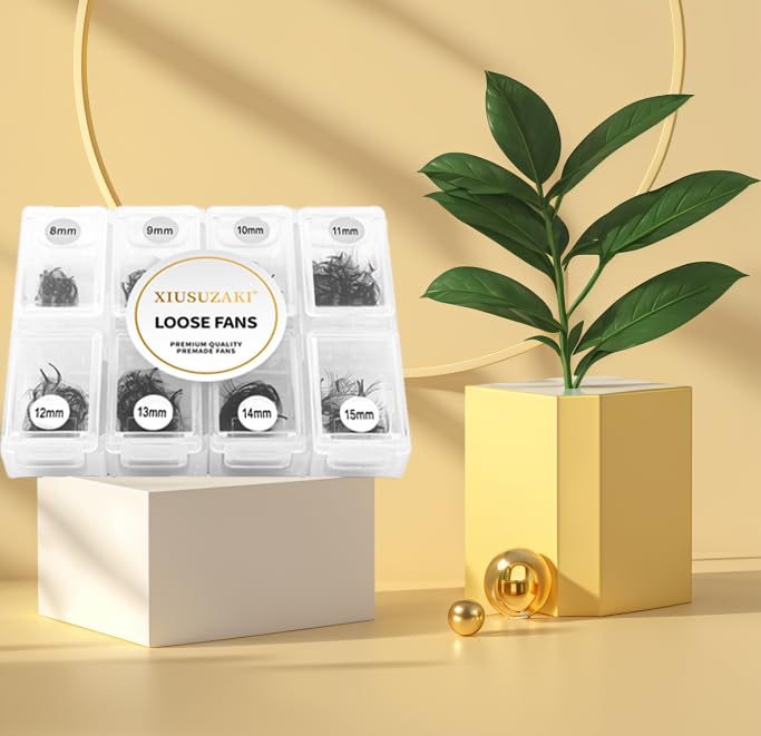 Premade Fans Eyelash Extensions 600 Fans 12D Volume Lash Extensions 0.03 Thickness Eyelash Extension C Curl Premade Lash Fans Mix 8-15mm Fluffy Soft Handmade Loose Fan(600Fans-12D-0.03-C,8-15mm)