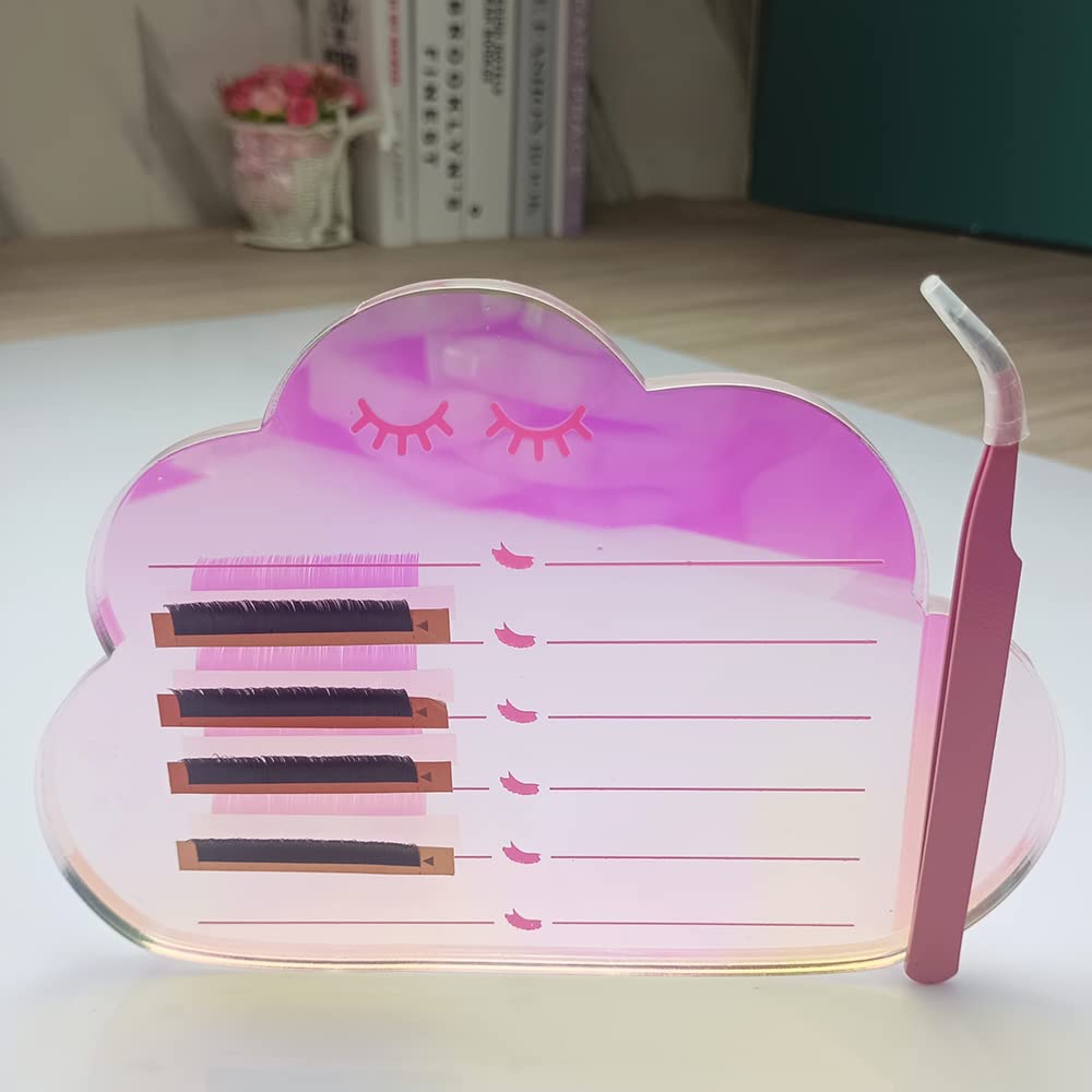 Grafting False Eyelash Acrylic Extension Pallet, Eyelash Extension Tweezers Plate Pad Makeup Palette Individual Training Tools Dazzling (Cloud-shaped C (5.9x3.94in))