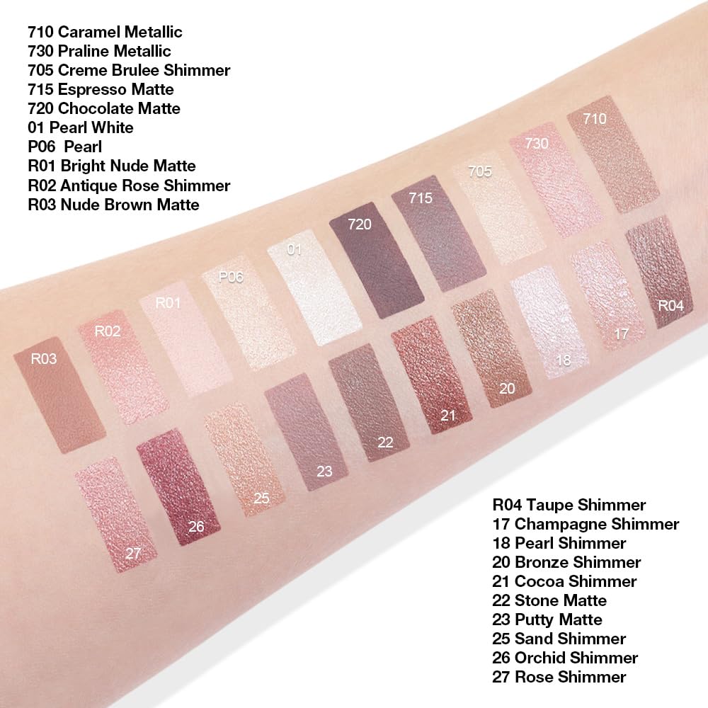 Cream Glitter Light Champagne Shimmer Metallic Eyeshadow Palette Makeup, Mini Instant Holographic Eyeshadow For Women, Sombras Crema Para Ojos, Talc, Paraben & Cruelty Free, 730