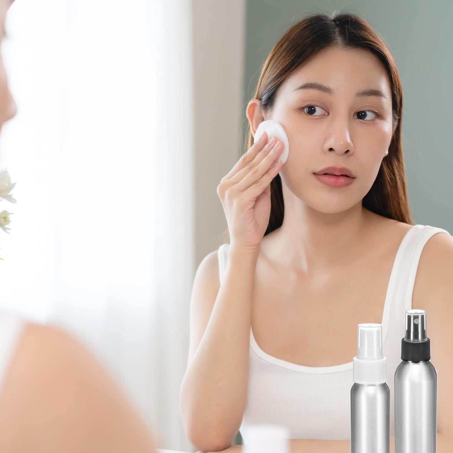 HARFINGTON 3pcs Aluminum Fine Mist Spray Bottles 150ml/5oz Metal Small Liquid Alcohol Refillable Travel Container with White Plastic Nozzle Cap for Perfume Skincare Cosmetic Storage Bottle