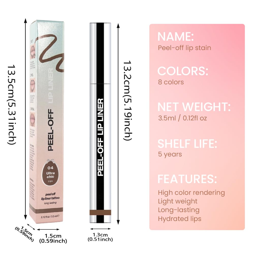 Matte Liquid Lip Stain Peel Off Lip Liner Tattoo - Light Taupe, Waterproof Smudge-Proof Lip Gloss, Long-Lasting Non-Stick Cup Formula, Natural Peel Off Design for All Skin Types #4