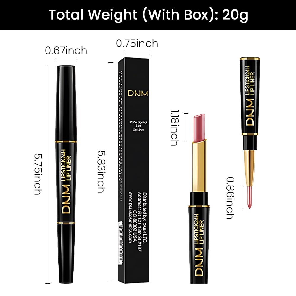 evpct 1Pcs Nude Pink Velvet Matte Lip Liner and Lipstick Combo Set Kit for Women, Magic 24 Hours Lipstick and Lip Liner Makeup Set Stain Long Lasting Waterproof labial,46#