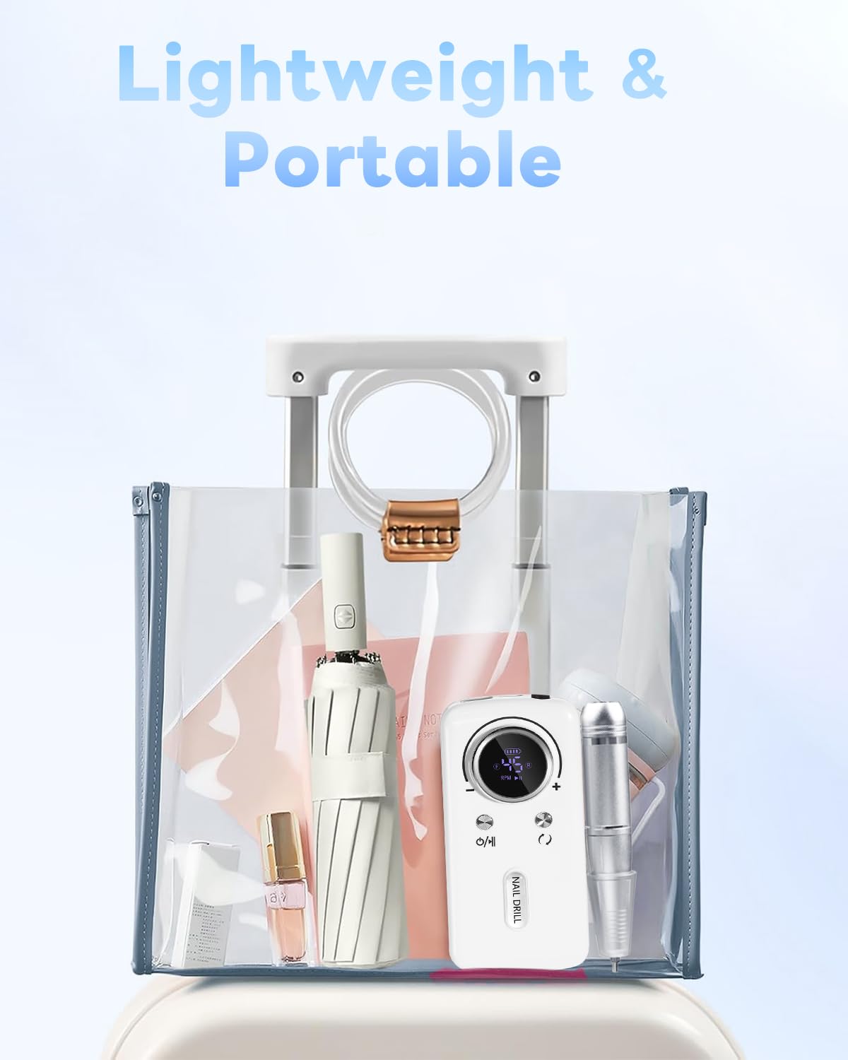 CozyZen Cordless Nail Drill Professional: 45000 RPM Rechargeable Electric Nail File Kit, Portable & Low Noise for Acrylic, Gel Nails, Manicure & Pedicure - Salon & Home Use