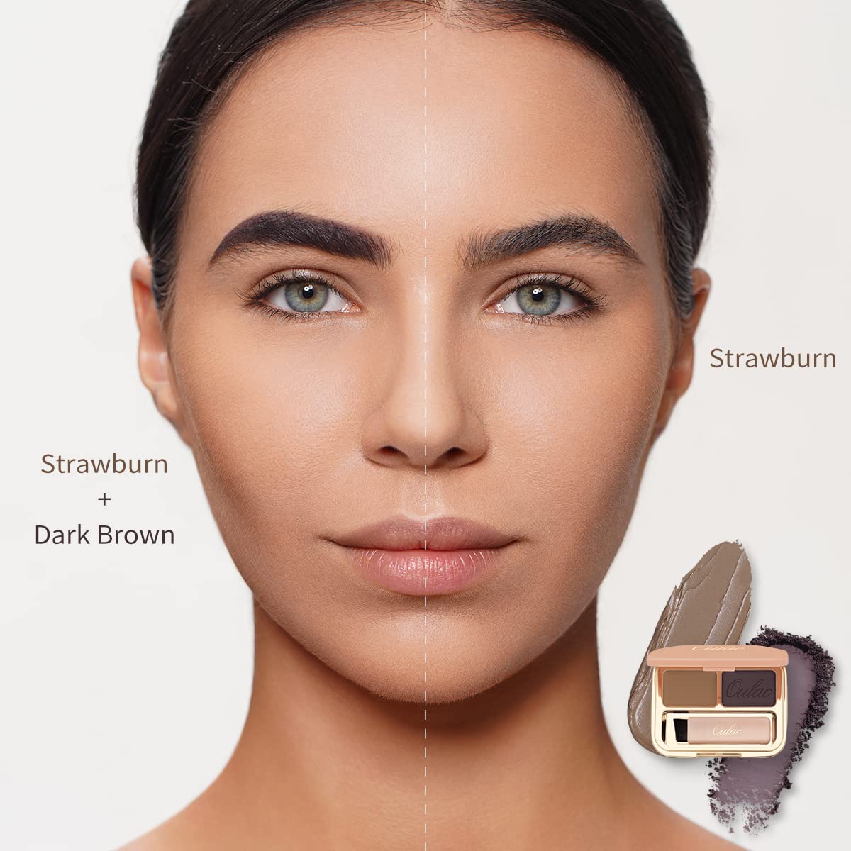 Oulac Waterproof Eyebrow Powder Gray Kit with Brow Brush 2 in1 Long Lasting Instant Eyebrow Pomade & Powder Natural Makeup for Sparse Brows 3.2 g/0.11 oz (Strawburn)