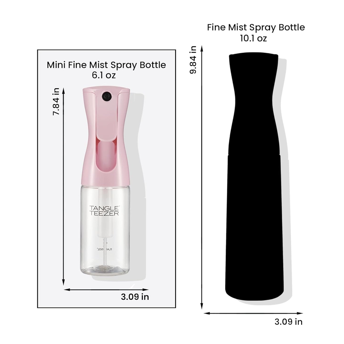 TANGLE TEEZER Travel-Size Fine Mist Continuous Spray Bottle, Reusable and Refillable, for Hair Detangling and Styling, 6.1 oz, Millennial Pink