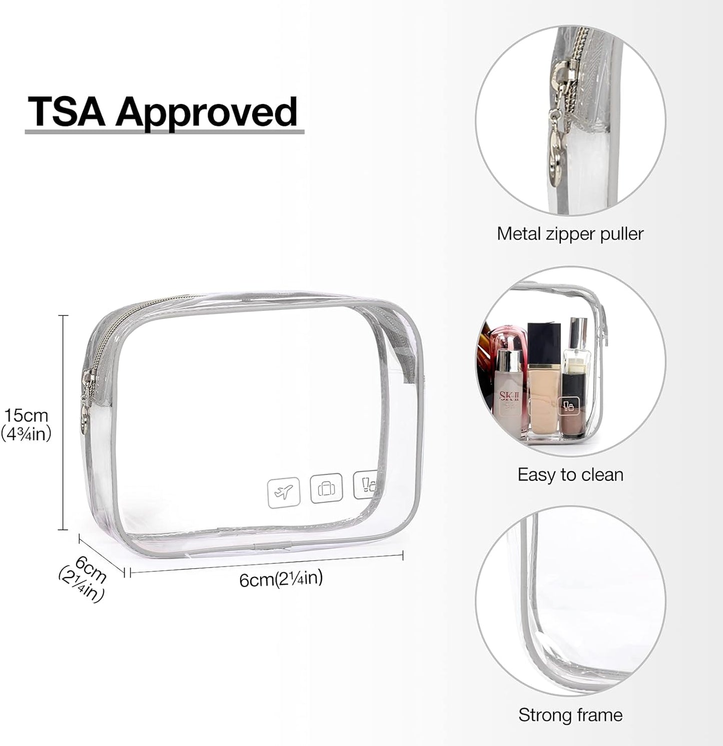 BAGSMART Toiletry Bag Hanging Travel Makeup Organizer with TSA Approved Transparent Cosmetic Bag Makeup Bag for Full Sized Toiletries, Medium-Grey