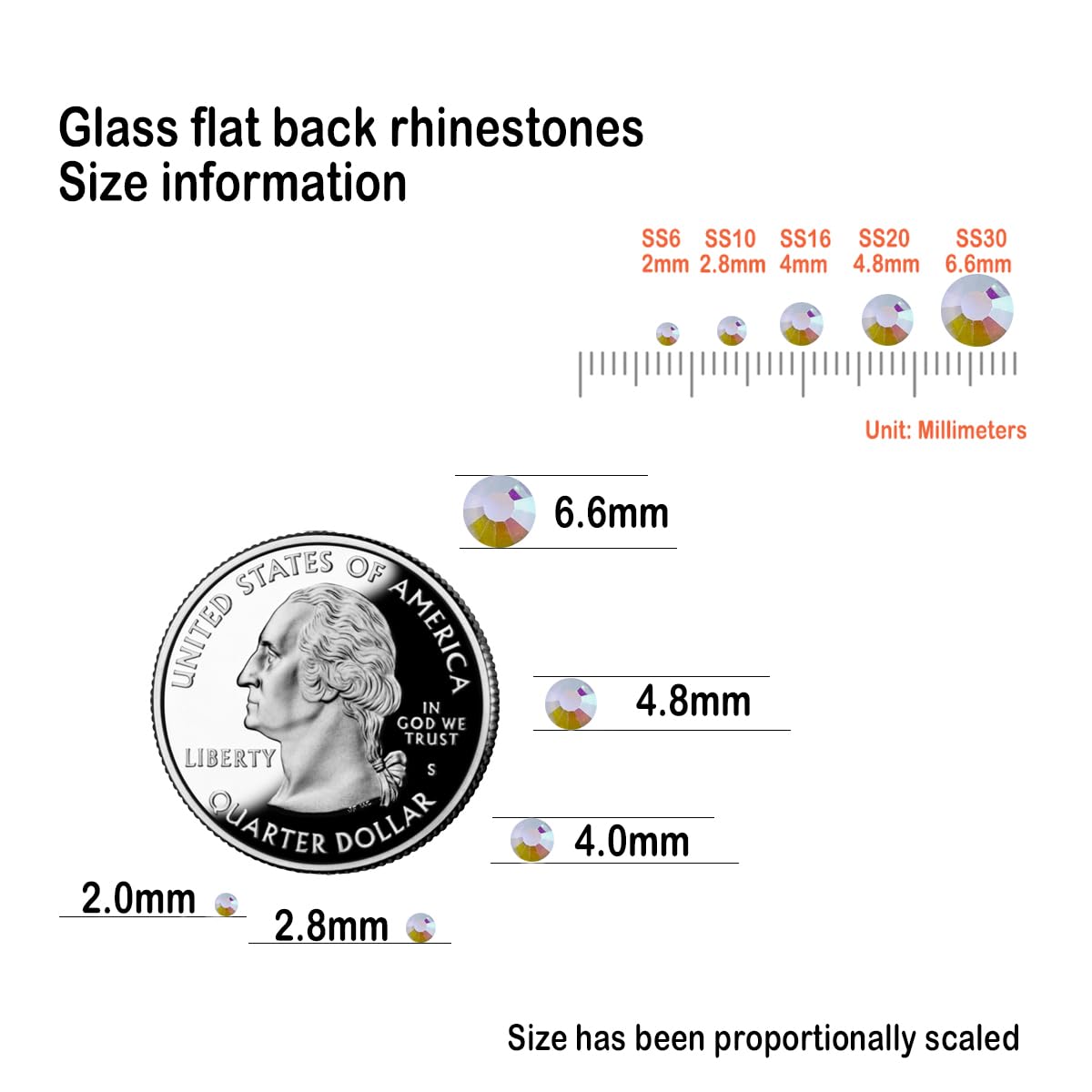 Flatback Glass Rhinestones,Bedazzler Gems 1440pcs Non Hotfix Crystal Rhinestones for Nail Charms Crafts Clothes Tumblers,Transparent AB,SS10