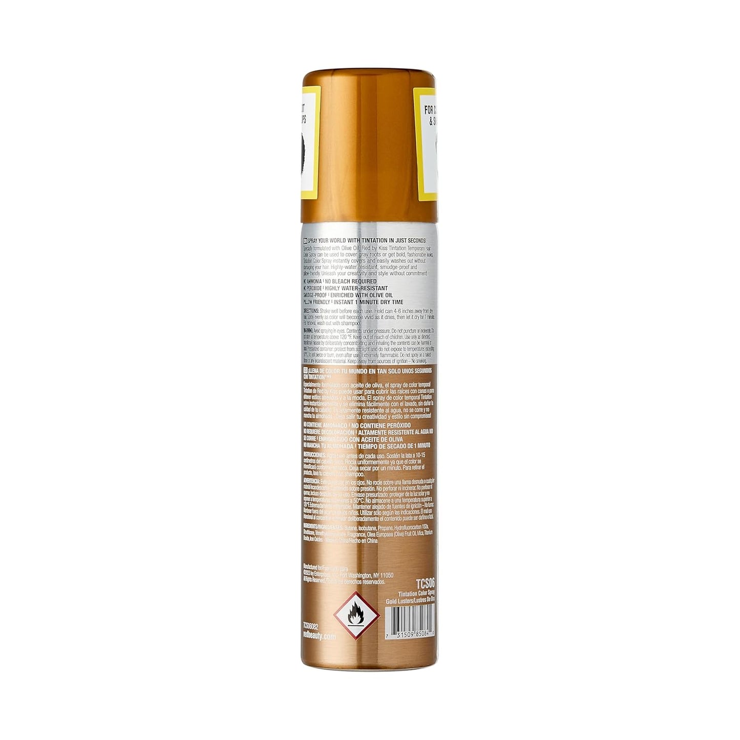 KISS Temporary Hair Color Spray Hair Dye Spray Hair Styling Spray One Day Instant Fast-Drying Washable Halloween Party DIY Cosplay Hair Accessories (Gold)