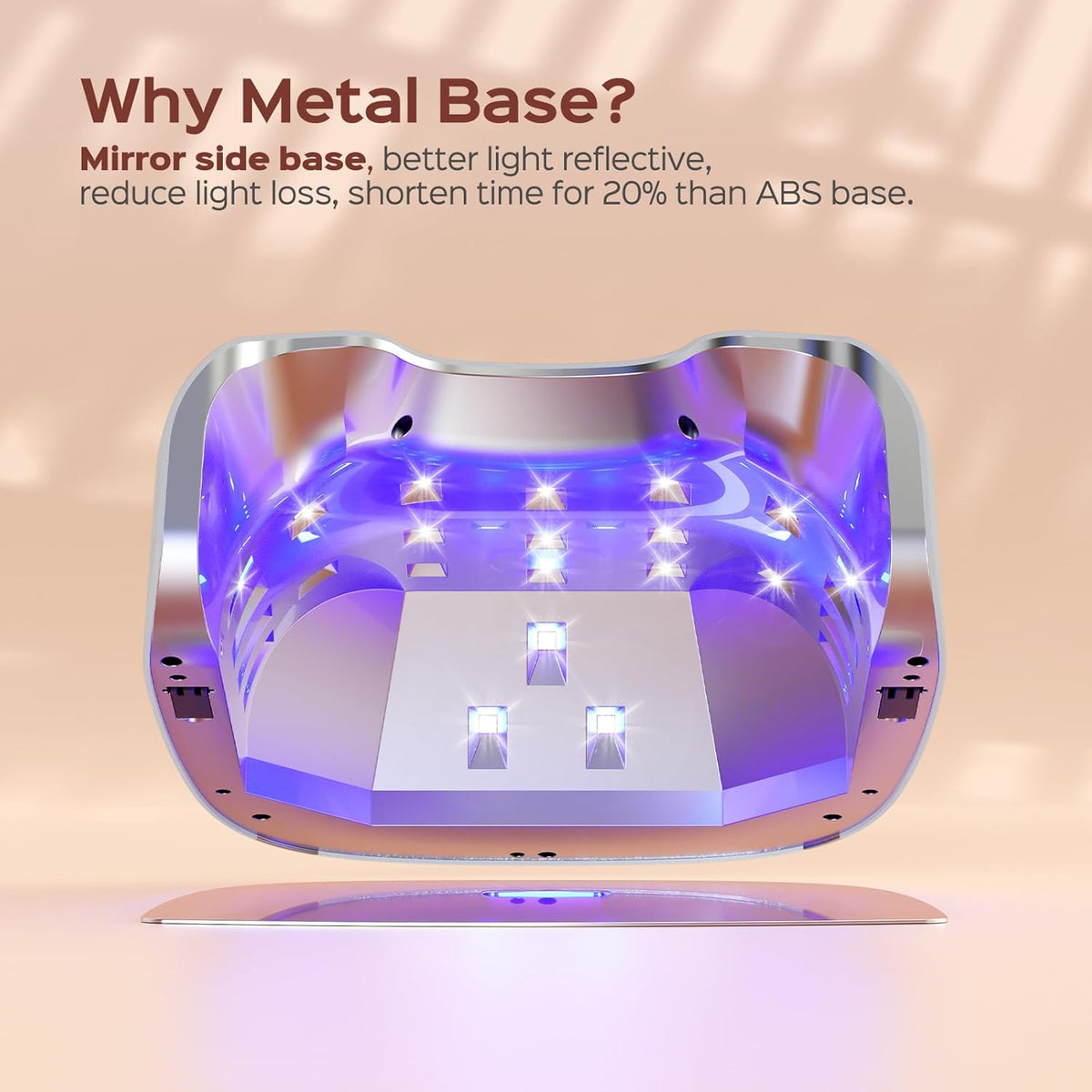 BOLASEN Cordless Rechargeable UV Nail Lamp - UV Light for Gel Nails with Metallic Reflector & Metal Base, 54W Portable Wireless LED Nail Dryer, Professional Curing Lamp for Salon, Silver Glitter