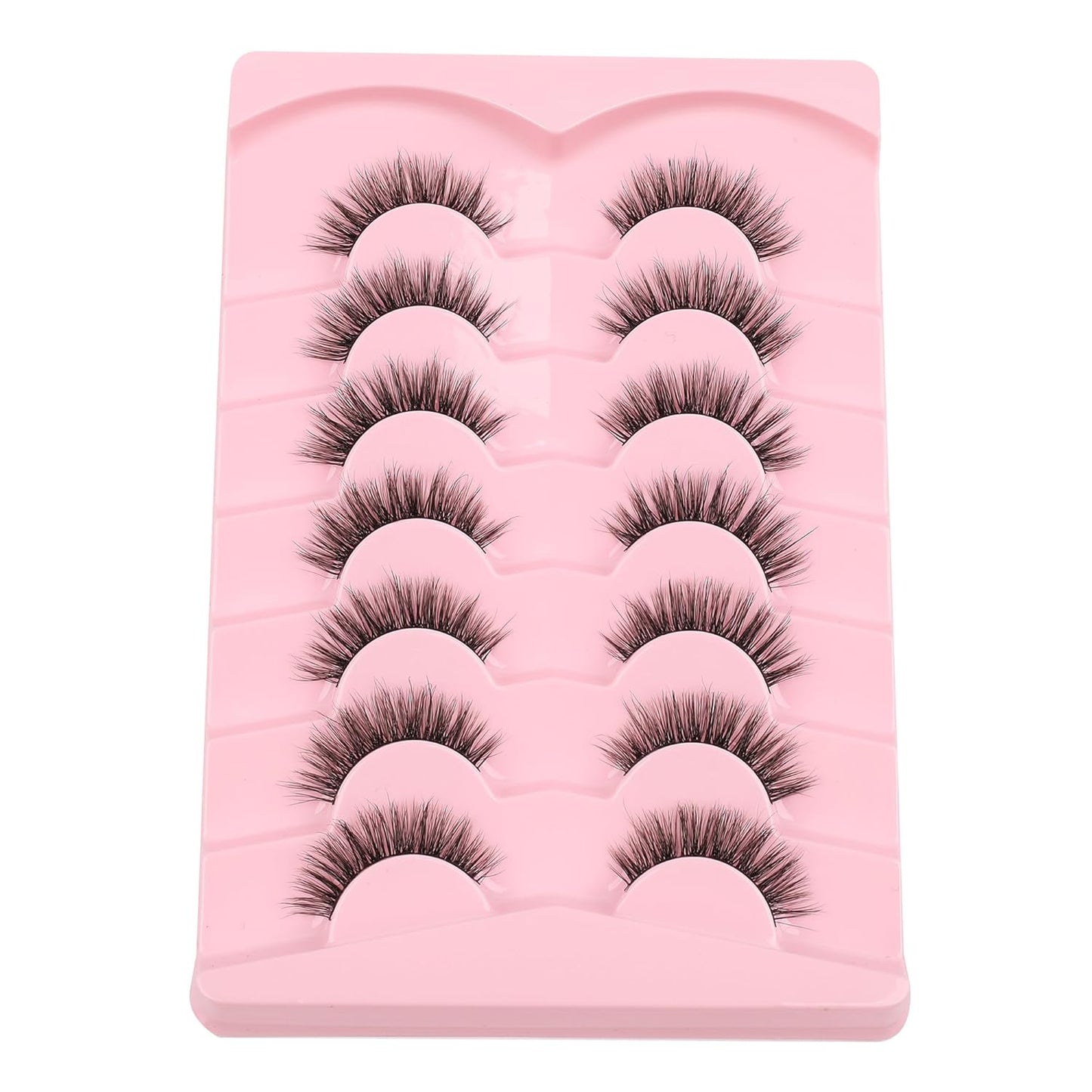 Lashes False Eyelashes 13MM Wispy Lashes Pack Fluffy Lash Strip EyeLashes with Thin Band C Curl Natural Lashes Fake Eyelash 7 Pair Siligli
