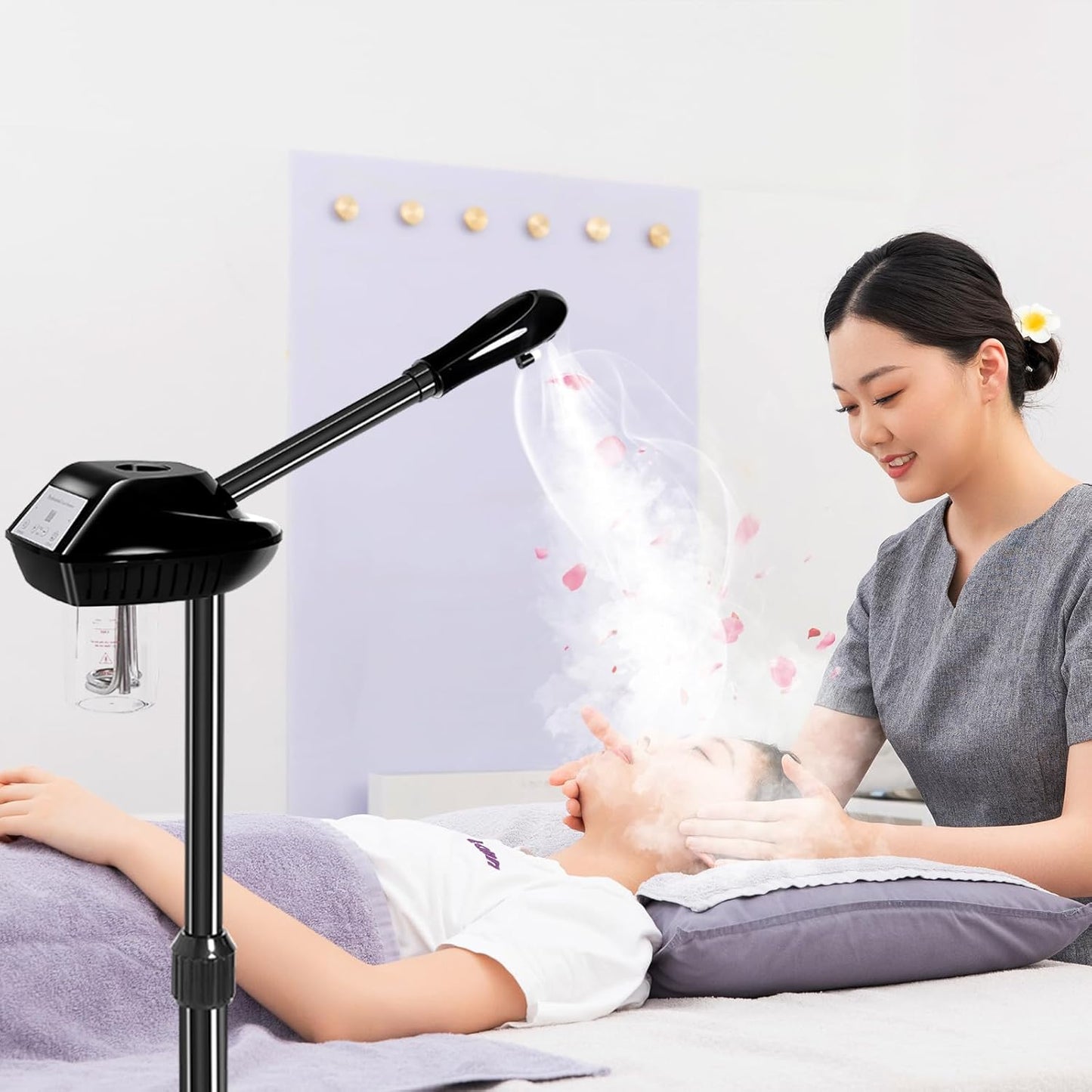 Professional Face Steamer on Wheels,Ozone Face Steamer for Deep Facial Cleansing