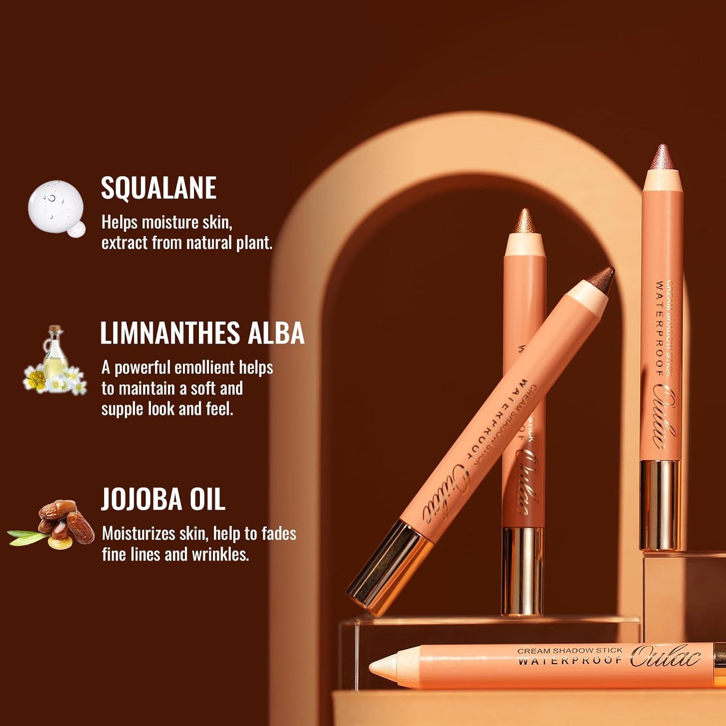 Oulac Black Eyeshadow Pencil - Waterproof Eye Shadow Stick Smooth and Long Lasting, Shimmering Glitter Finish, Blendable Eyes Makeup, Vegan Beauty 3.8g, (06) Text Me Black