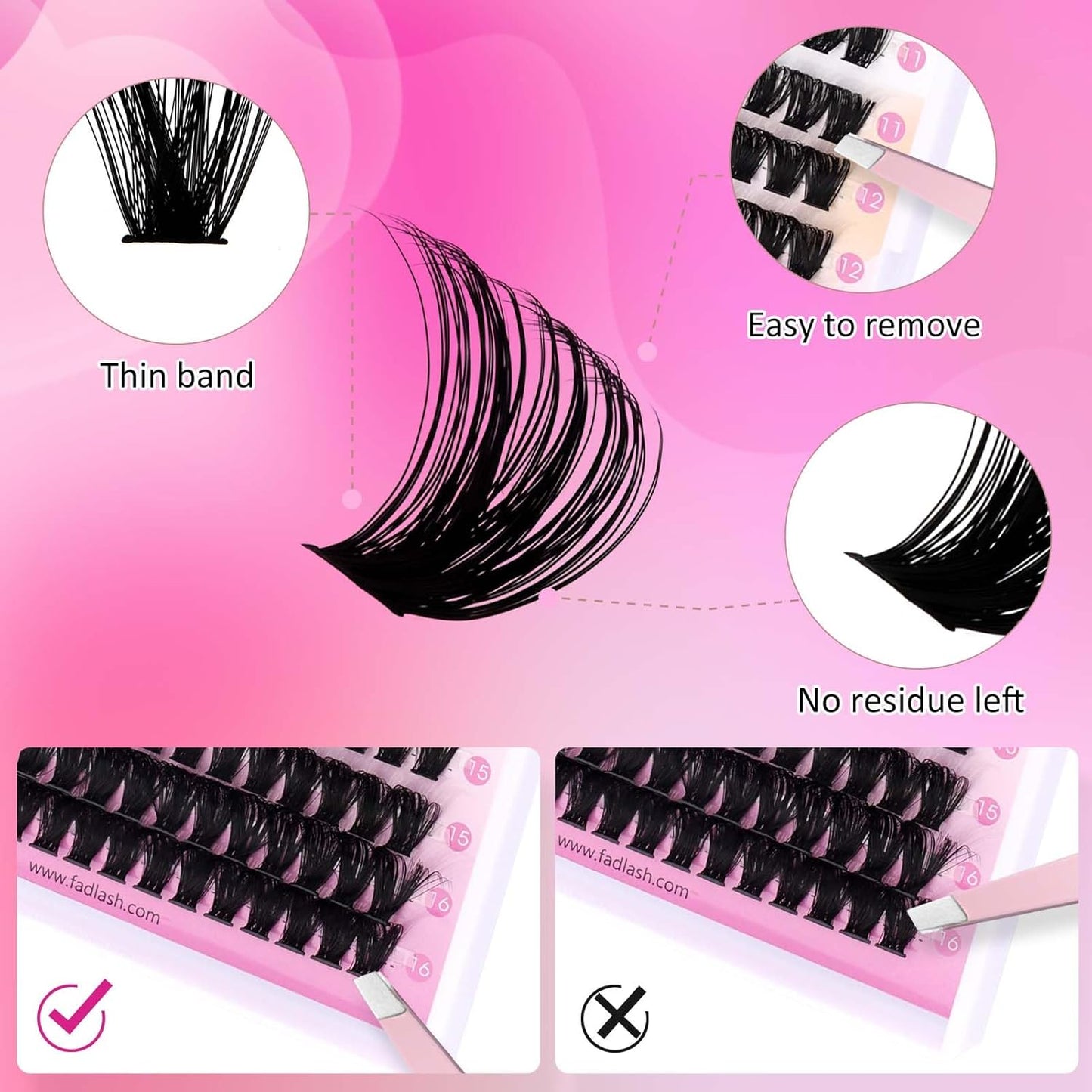 Cluster Lashes D Curl Lash Clusters 280 Pcs Lash Extension Clusters Individual Lashes Soft DIY Eyelash Extensions Mixed Tray Eyelash Clusters Natural Look (80D-0.07D, 8-16mm)