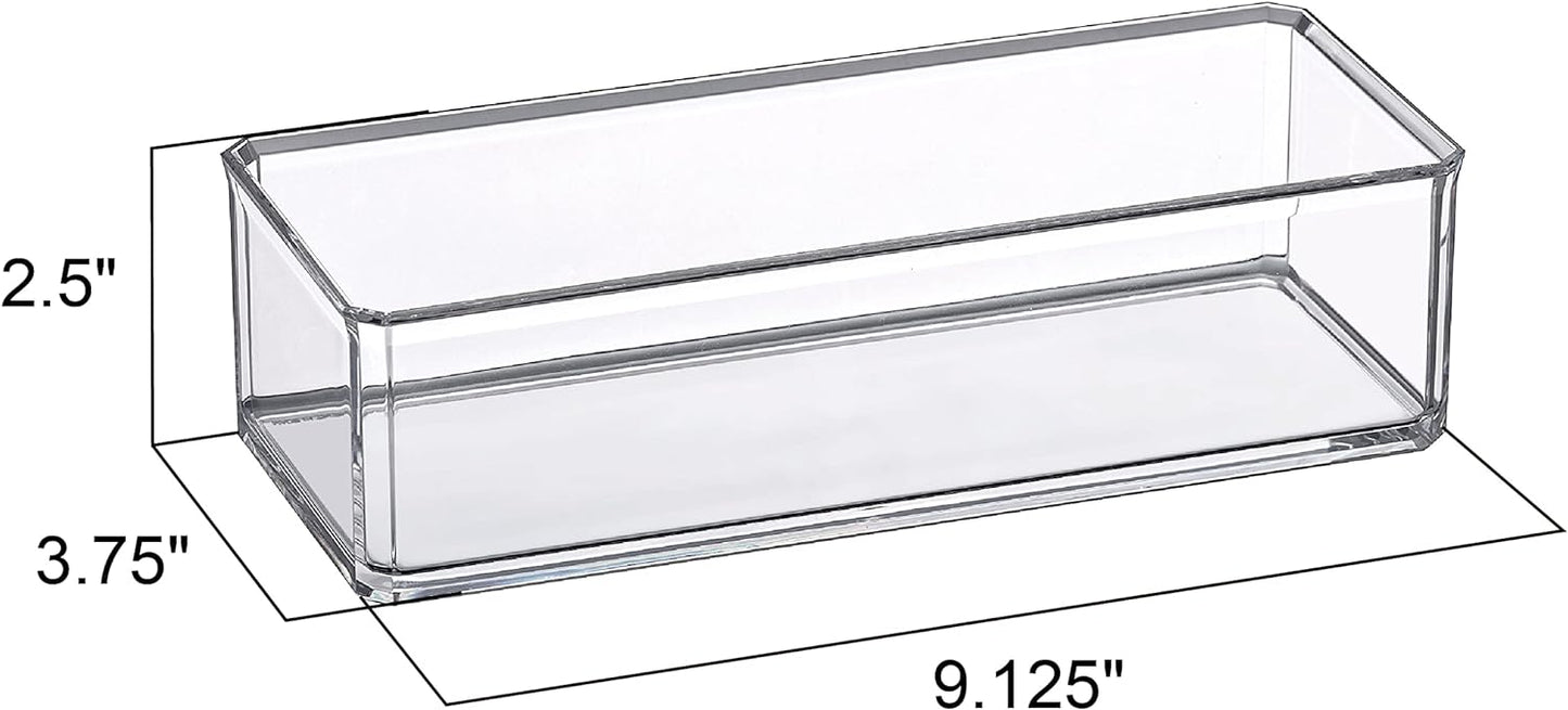 2-Pack Clear Acrylic Single-Compartment Makeup Organizer for Vanity & Bathroom Storage