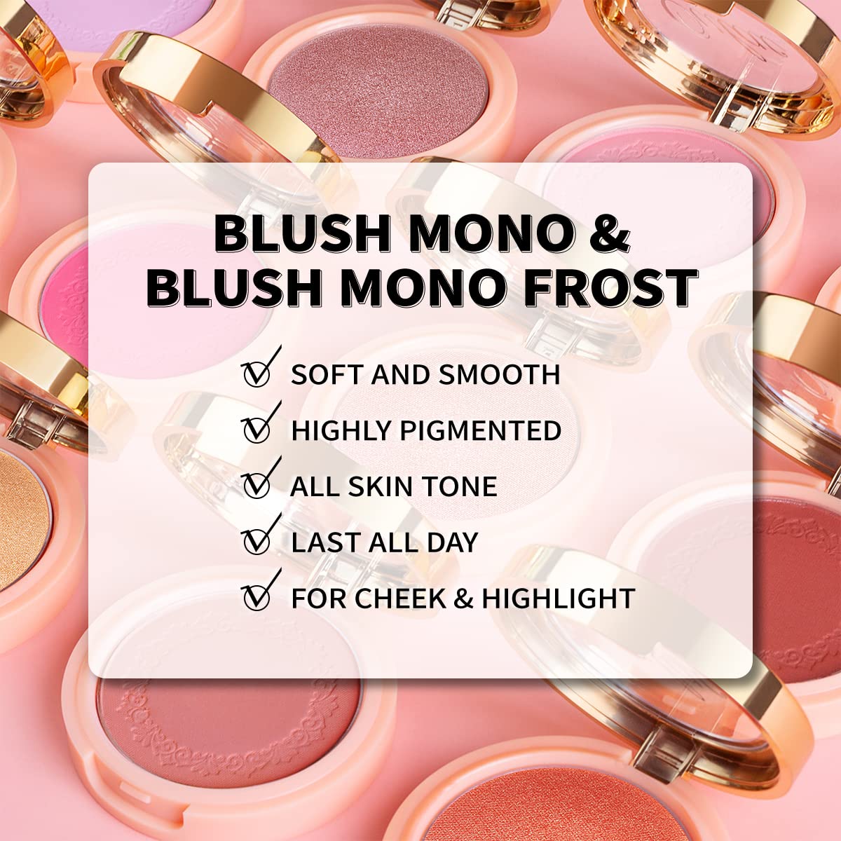 Oulac Luminous Blush Makeup Glow Coral Gold|Subtle Shimmery Creamy Powdery Blush Highlighter Cheek| Pigmented&Blendable | Light to Medium Skin Tone| Vegan & Cruelty-Free| 4.8g F03 Sweet Date