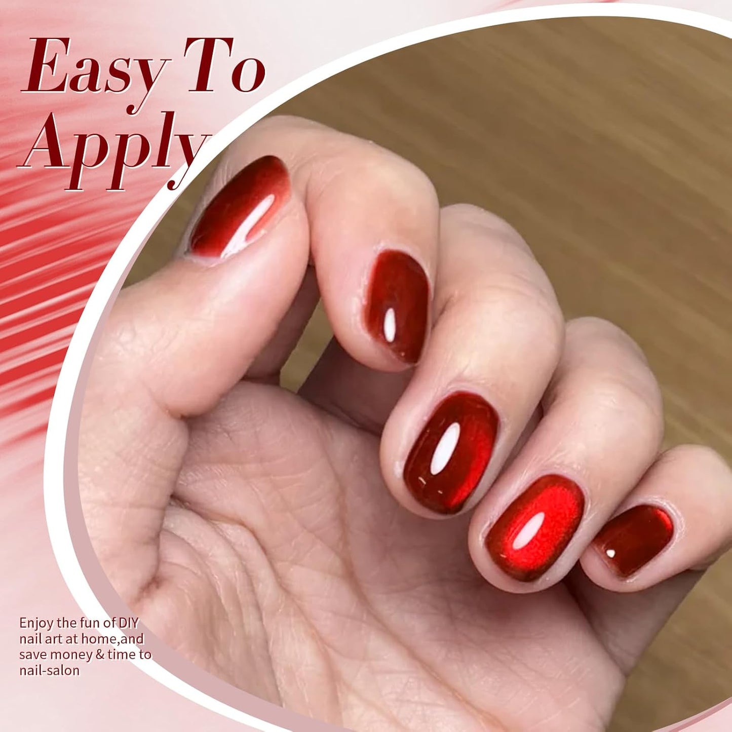 Born Pretty Cat Magnetic Eye Gel Nail Polish,Red Jelly Glass Magnetic Gel Polish, Artisan Glitter Soak Off Nail Art Salon Manicure Home Gift 15ml