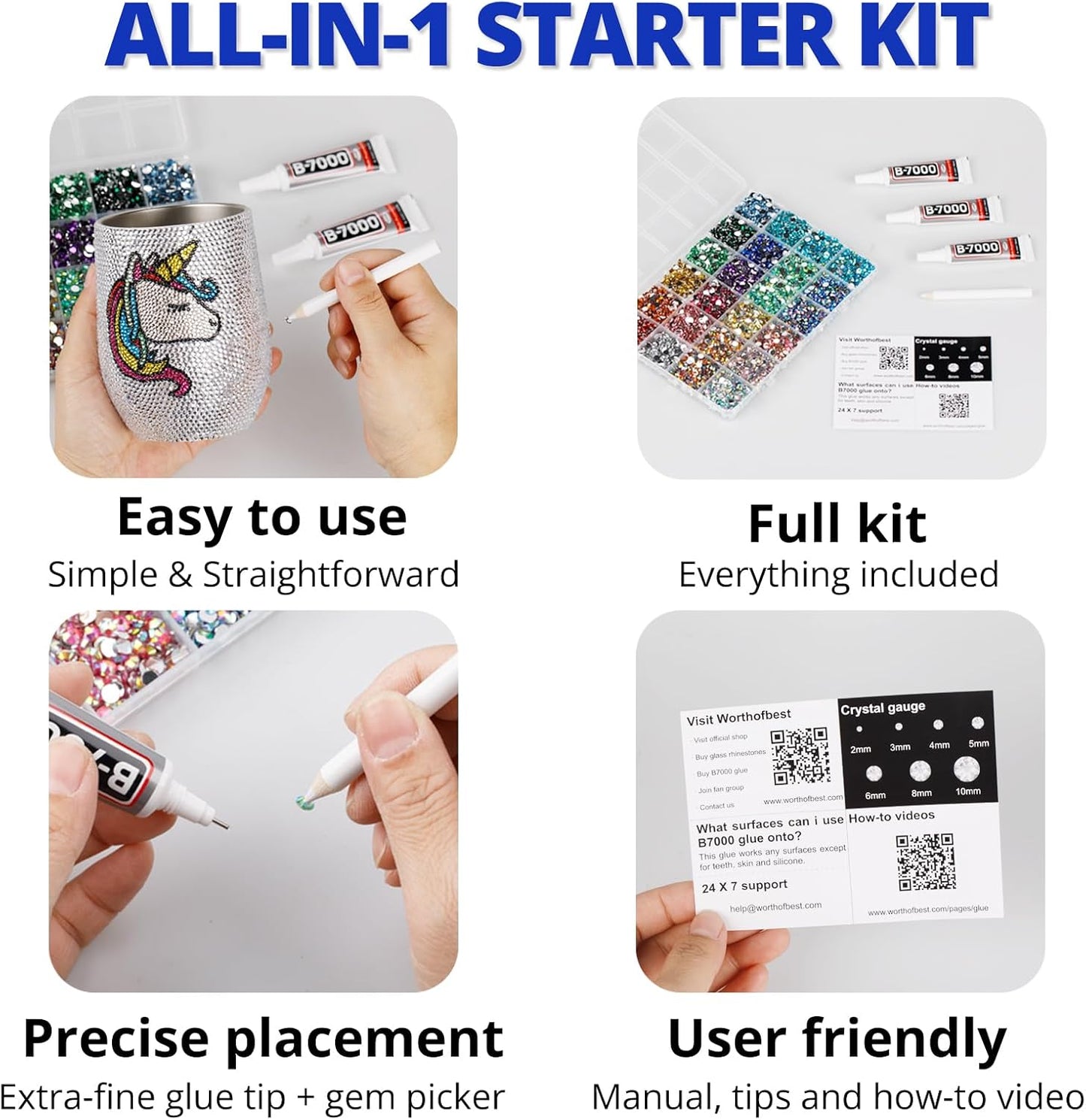 30000Pcs Resin Rhinestones for Crafting Bedazzling, Blue Flatback Gems Crystal for Crafts Clothing Clothes Shoes Fabric Tumblers Cups, Bling Dark Royal Navy Blue Flat Back Jewels with b7000 Glue