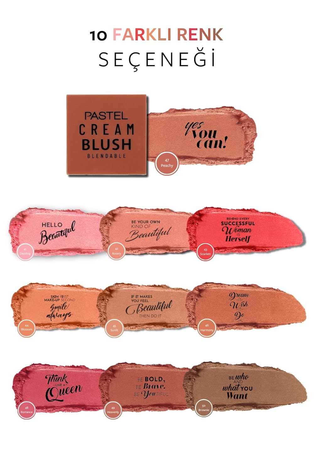 Pastel Cream Blush 47 | Fresh | Healthy & Natural Look | Ligh Weighted Formula | Sebum Control Richly Pigmented | Easily Blendable | Long Lasting | Semi Matte | 0.18 oz.