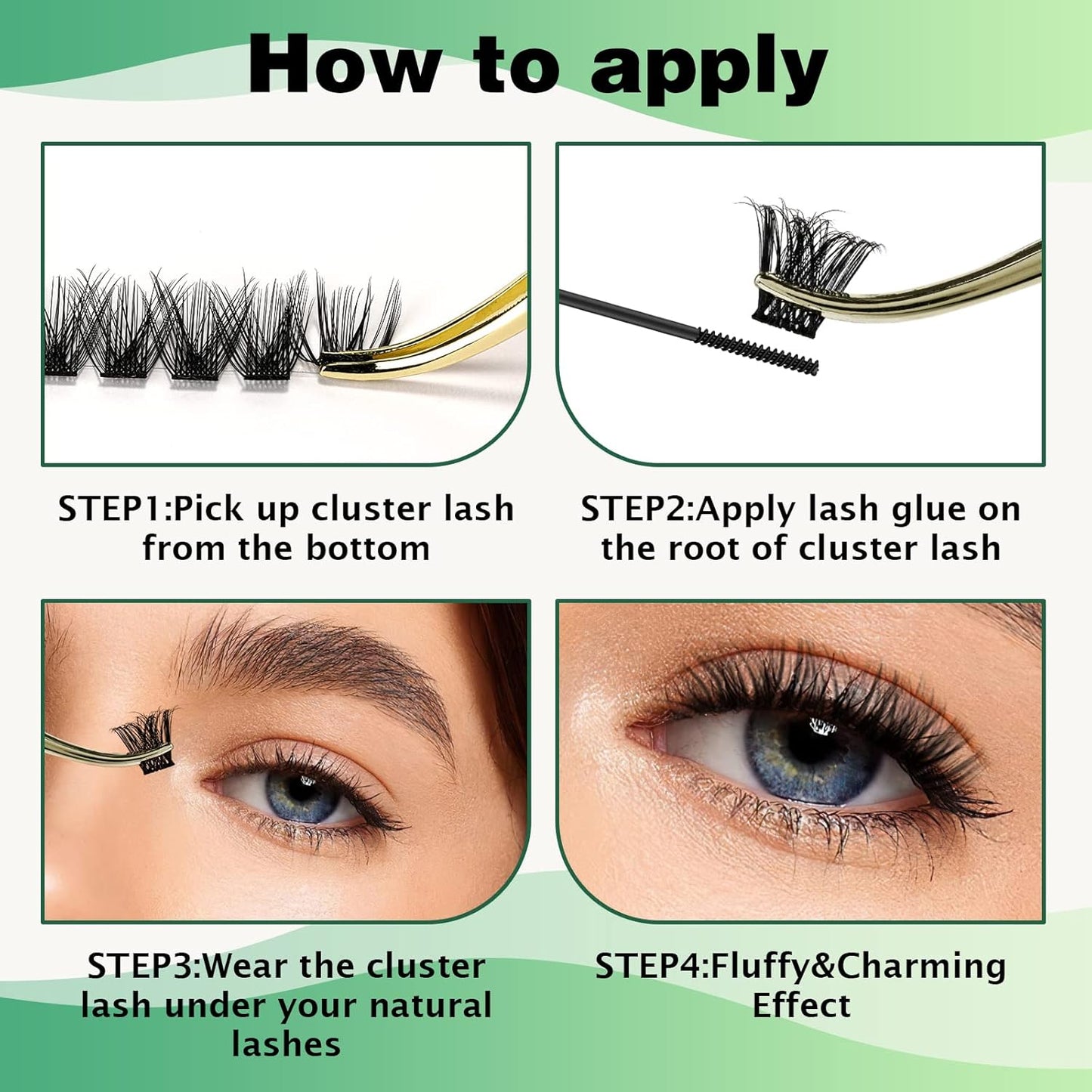 Lash Clusters 96pcs Individual Lashes Y03 D Curl 12mm Cluster Lashes KEYYOU Volume Wispy Lash Extension Soft&Comfortable Easy DIY at Home(Y03 D-12mm)