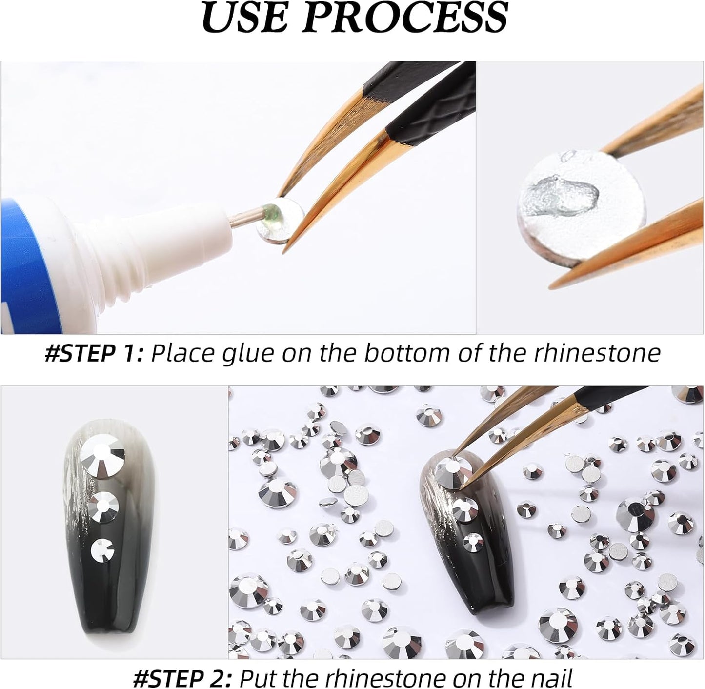 Silver Flatback Rhinestones, Glass Rhinestones for Nail Art and Craft, Glue Fix, Loose Crystal Gemstones(Silver, SS20, 1440pcs, 4.6-4.8mm)