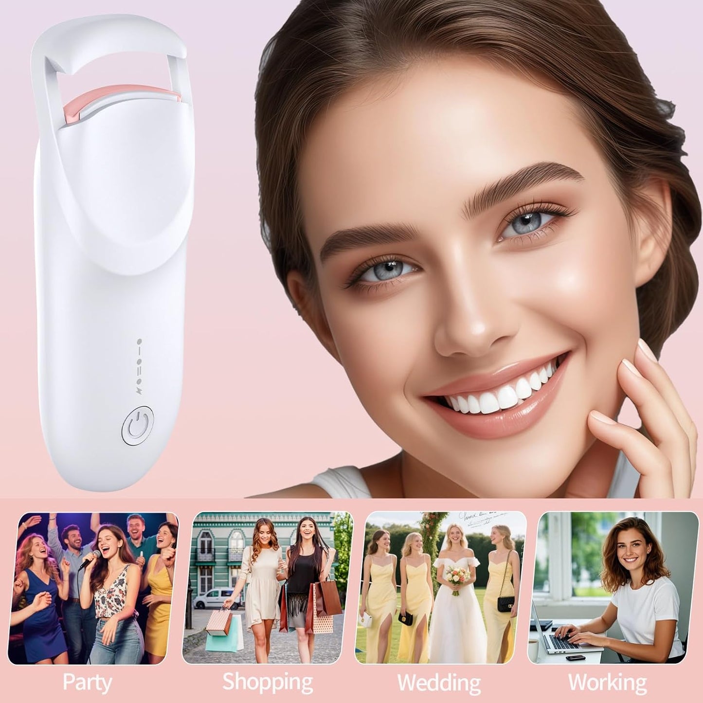 Heated Eyelash Curler with LED Display, Rechargeable Lash Curler with Adjustable Temperature, Auto-Off, Natural & Long-Lasting Curl