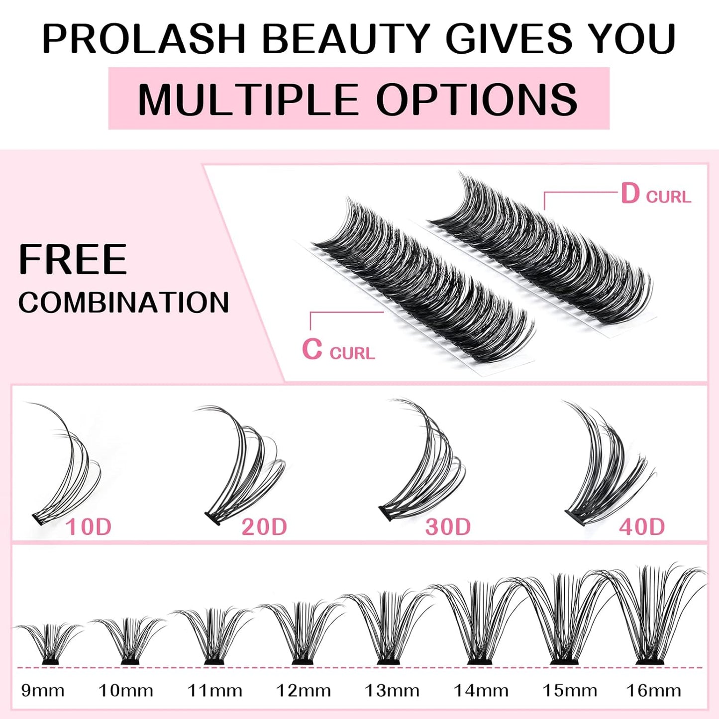 280 Pcs Individual Lashes 40D-C-0.07-10 Cluster Lashes C D Curl Wispy Lashes Bottom Lashes DIY Lashes At Home(40D-C-0.07-10)