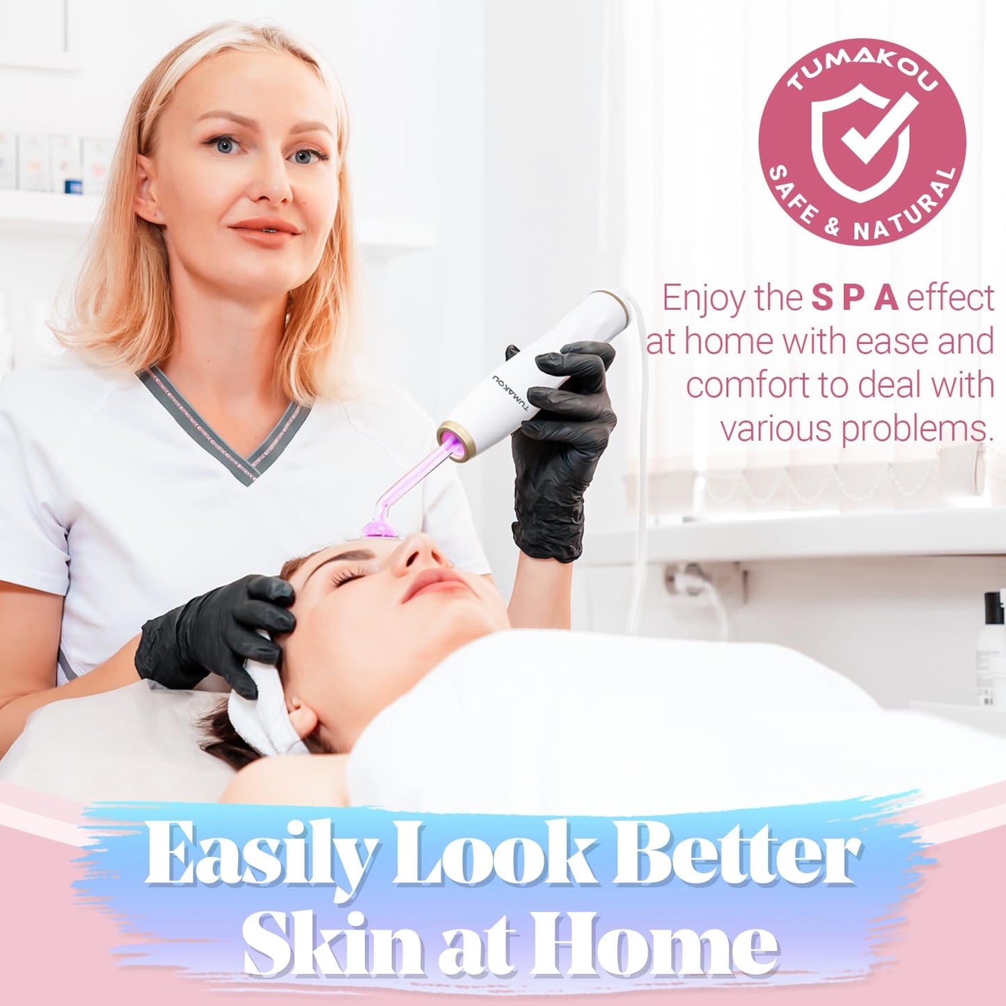 High Frequency Facial Machine - TUMAKOU Portable Handheld High Frequency Wand with 6 Pcs Violet Tubes for Face Home Use Device