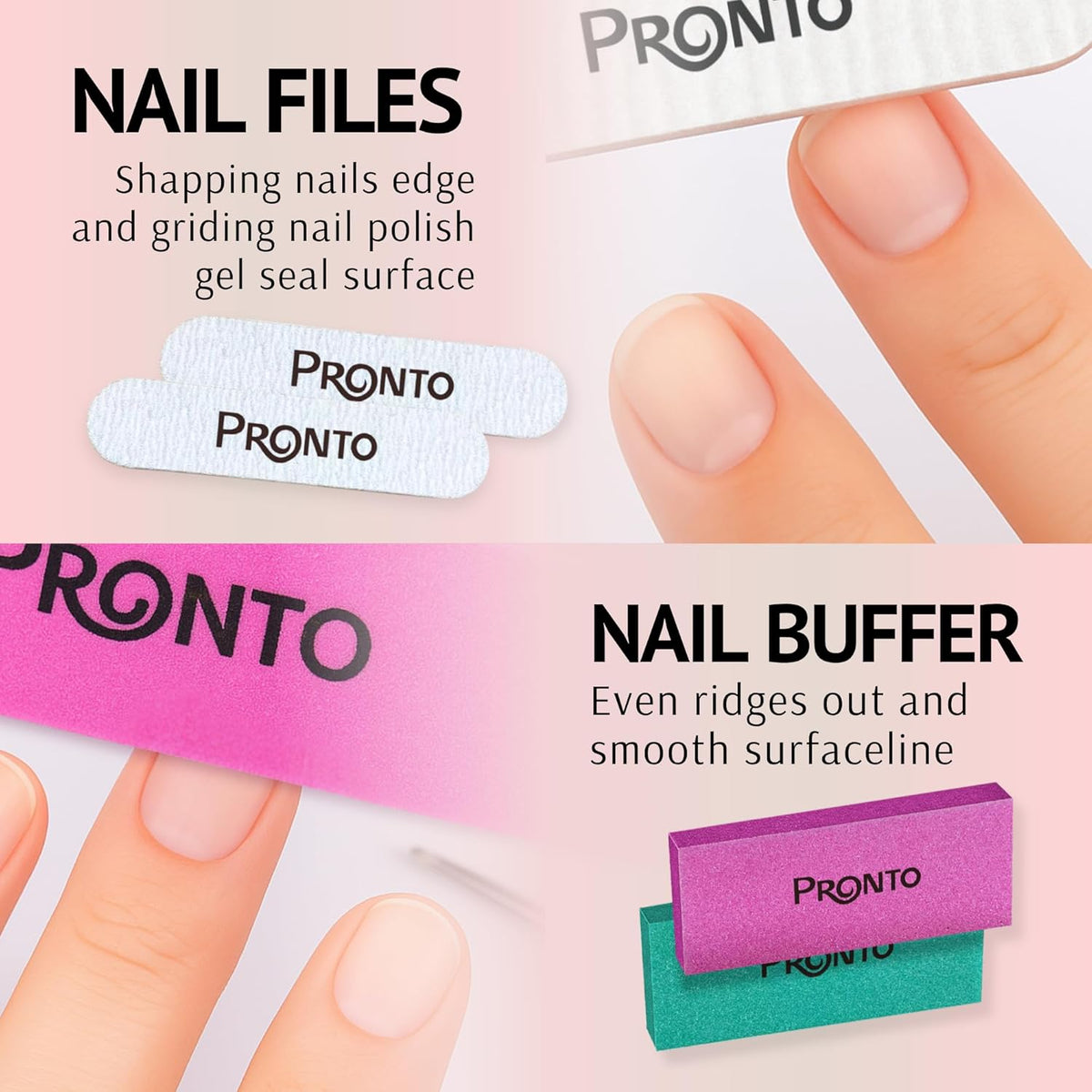 Pronto Gel Nail Polish Remover Kit – 8 Oz Pure Acetone 100 Percent, Nail File, Nail Polish Soak Off Bowl, Cuticle Oil for Nail Care + Manicure Set with Nail Buffer Block, Cuticle Pusher & Nail scraper