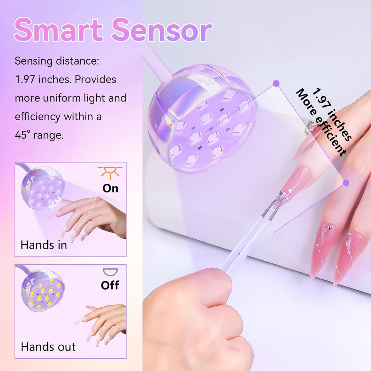 Makartt UV LED Nail Lamp - Gooseneck UV Light for Gel Nails USB 39W Cordless Flash Cure Lamp with 4 Times & Auto Sensor Nail Dryer Fast Curing Nail Art Design for Salon Home DIY (Glazed Purple)