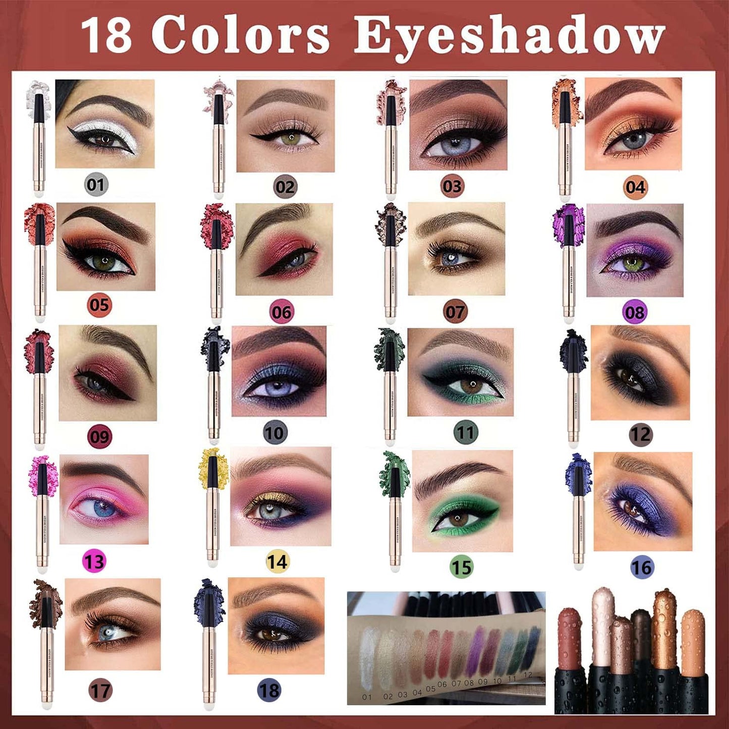 Light Blue Eyeshadow Stick For Blue Eyes Cream Shimmer Smooth Palette Dark Light Bright Navy Single Thriving Eye Shadow Pencil Waterproof Long Lasting Eye Shadow Highlighter Sticks #16 Navy