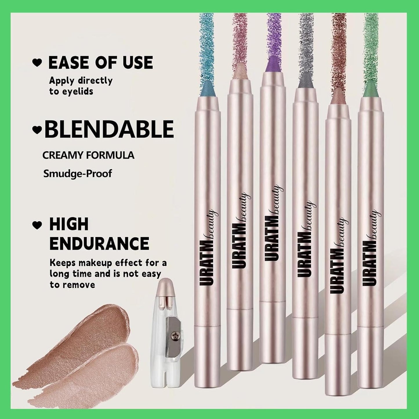 Rose Brown Eyeshadow Stick, Blendable Creamy eyeshadow Eye Brightener Stick, Waterproof Eyeshadow Pencil Long Lasting Crayon, Smooth Eye Shadow Highlighter Eye Liner Makeup.#B02 rose brown shimmer