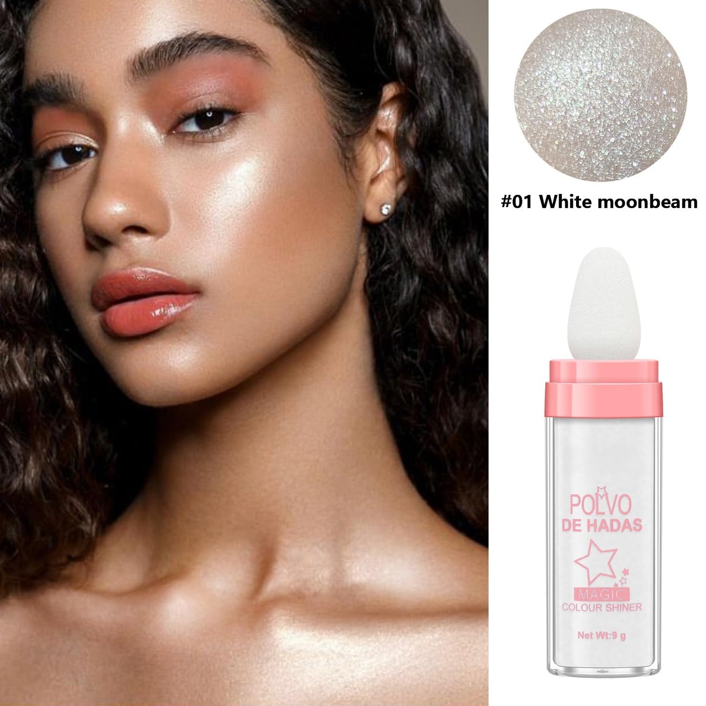 URQT 4 Color Polvo De Hadas Fairy Dust Highlight Patting - Full Body Contouring and Clavicle Pearlescent Patting Powder for Face and Eye, Christmas Sparkling Body Glitter (4 Pack)