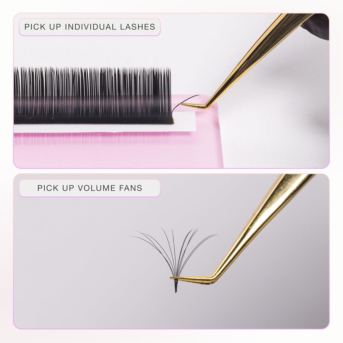 Curacoro Lash Tweezer - Professional & Precision Fiber Tip Grip Lash Tweezers for Eyelash Extensions, Multi Shapes & Purposes Tweezers for Volume, Isolation & Classic Lashes (Silver, All The Fluff)