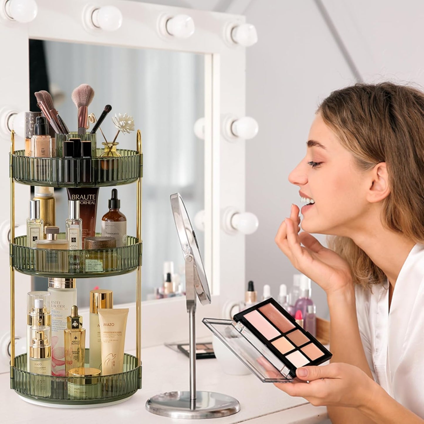 360° Rotating 3-Tier Makeup & Skincare Organizer for Vanity