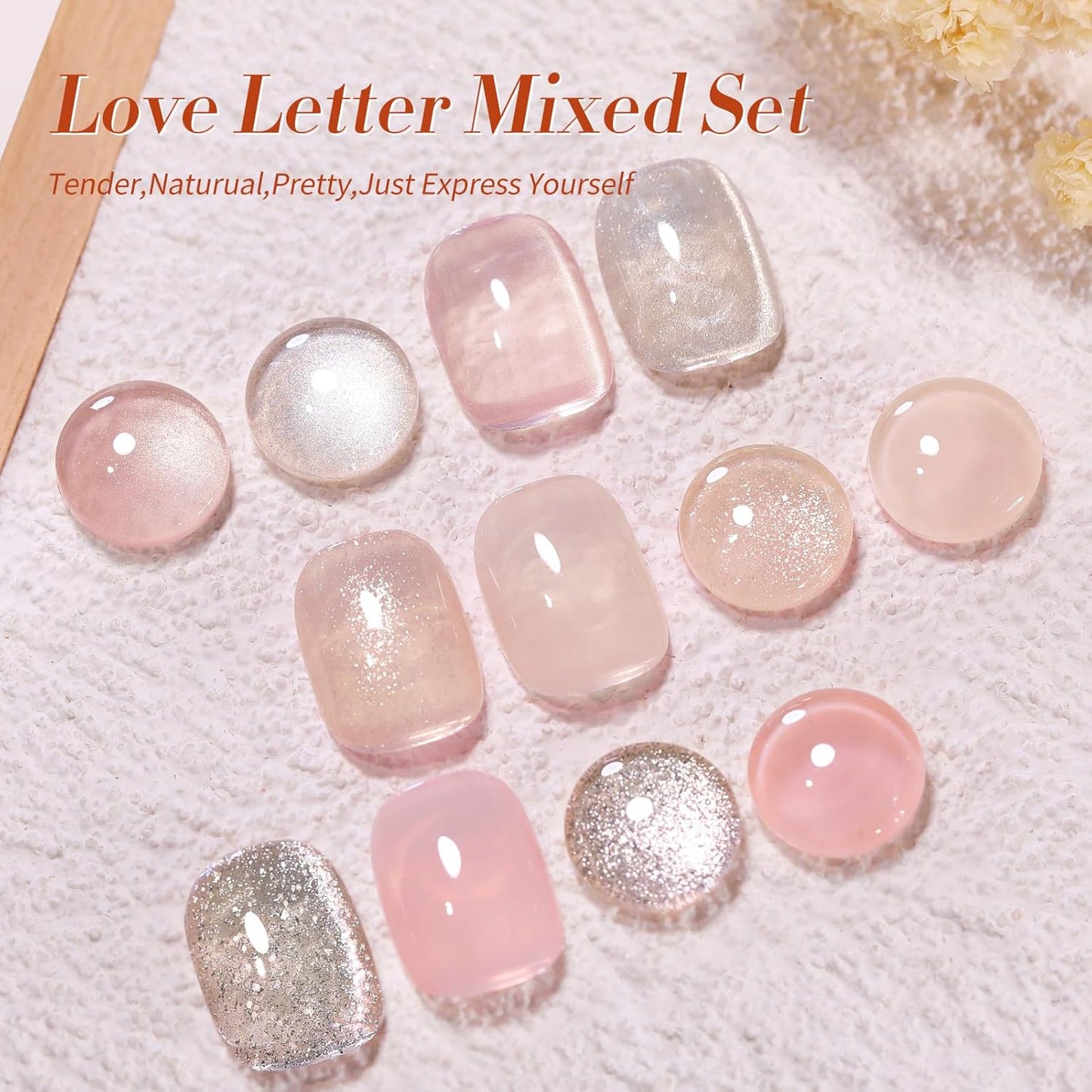 Born Pretty Gel Nail Polish Nude Pink Series,Jelly Transparent,Cat Magnetic Eye,Shimmer Glitter Holographic Nude Pink Gel Polish Kit for Salon Manicure and Nail Art DIY at Home 6Colors