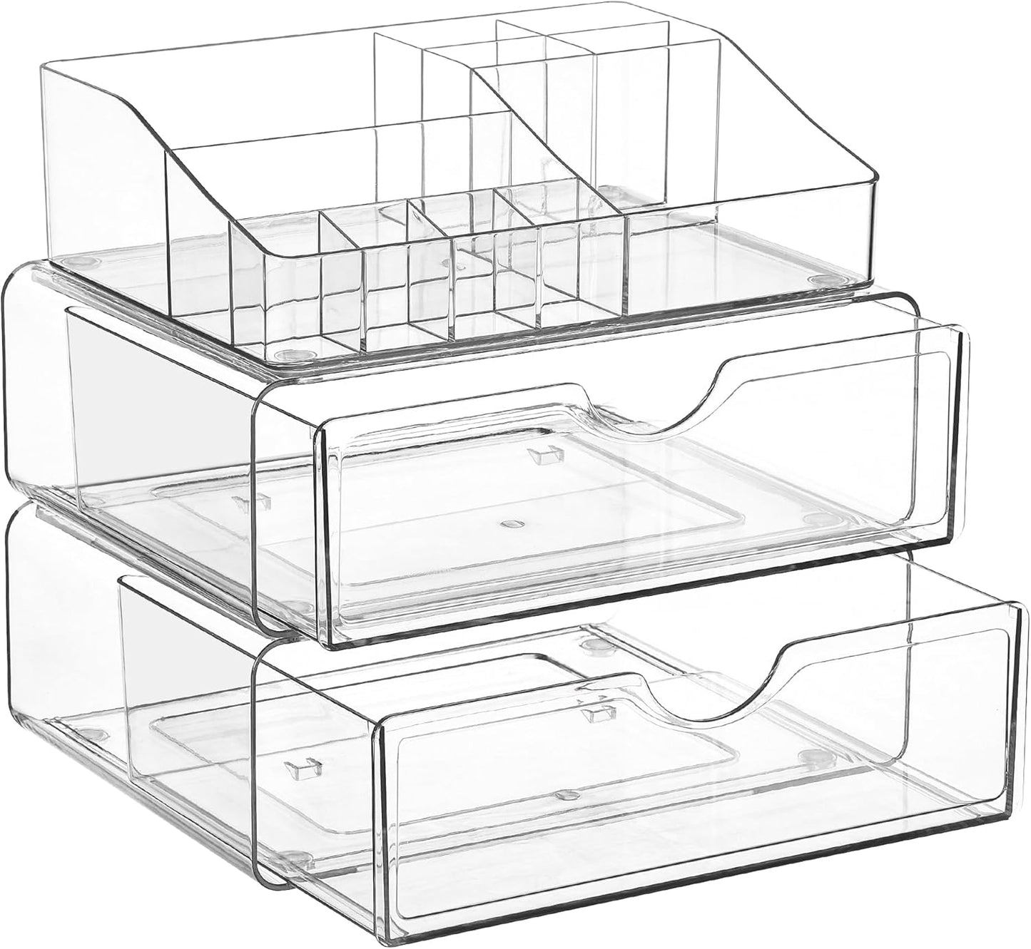 Clear Acrylic 3-Tier Makeup Organizer with Drawer