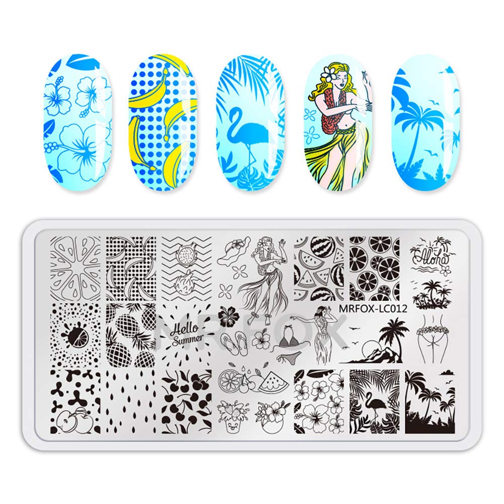 Mr. Fox Nailed Board Set Feather Fox Rabbit Easter Tropical Beach Fruit Bear Cartoon Art DIY Hot Print Template