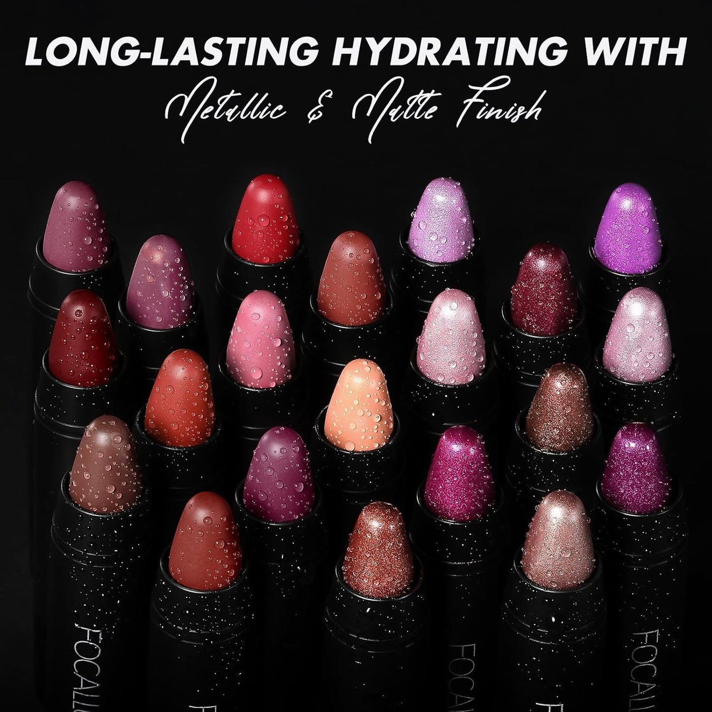 FOCALLURE Ultra Chic Metallic Lipstick,Rich Vitamin E Lip Crayon,Lightweight Shinning Color without Drying or Fading,Long Lasting Lips Makeup,#22 Pottery
