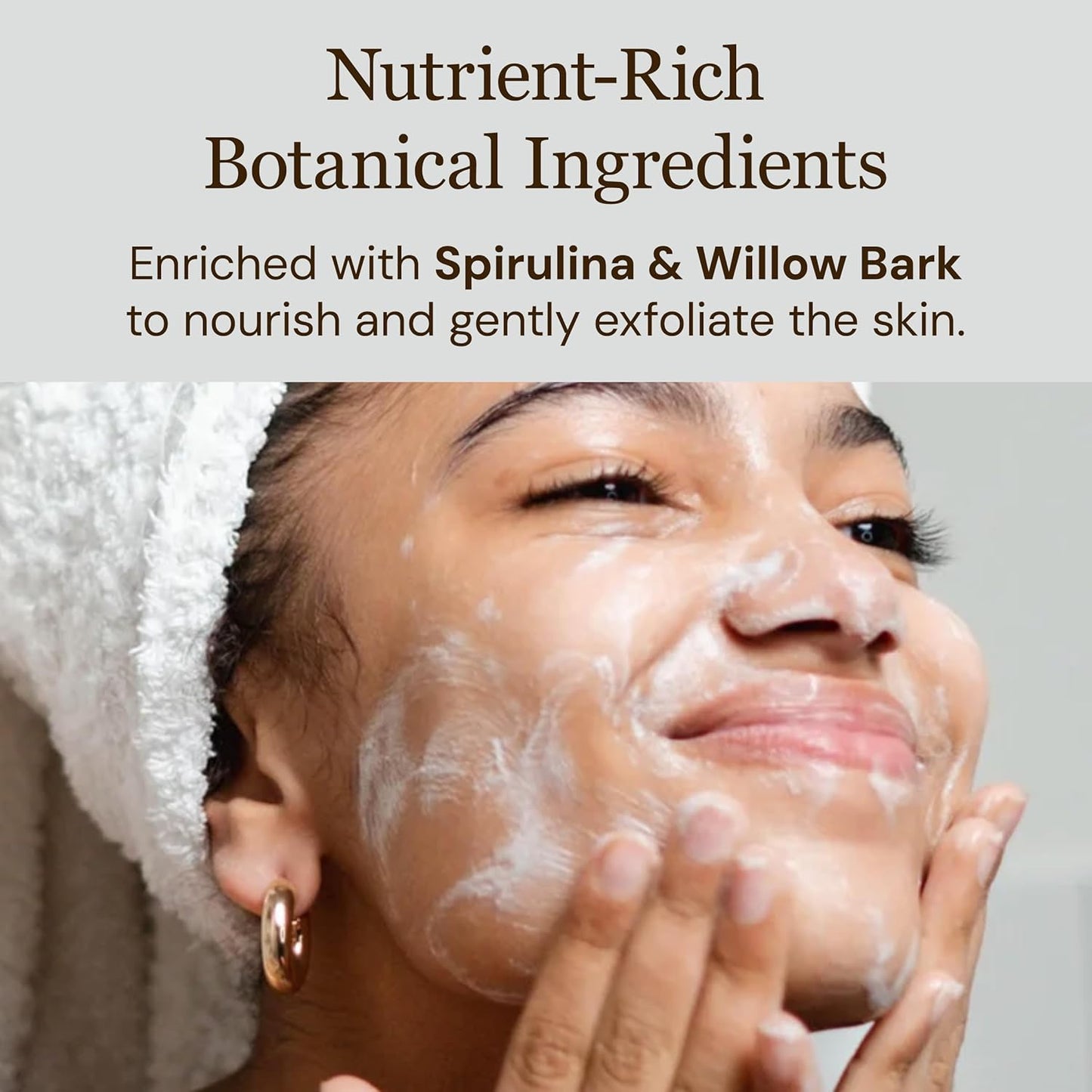 Botanical Cleanser, 8oz – Gentle, Hydrating Face Wash with Spirulina & Willow Bark – Organic and Vegan – Removes Makeup & Impurities – For Normal & Dry Skin