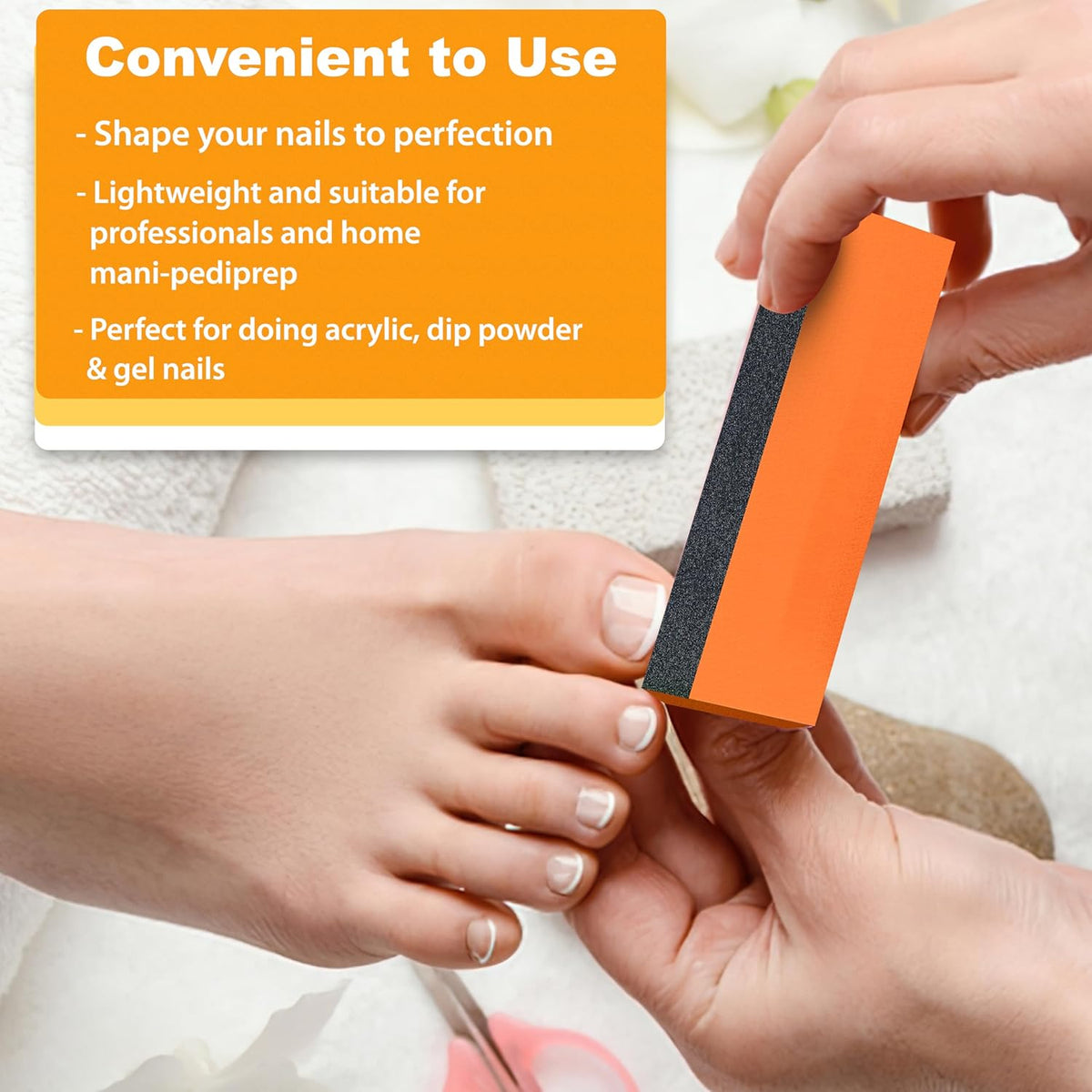 Durable Nail Buffer Sanding Block 100/180/100 Grit Orange Buffer for Buffing Pedicure Tool 5 Pcs