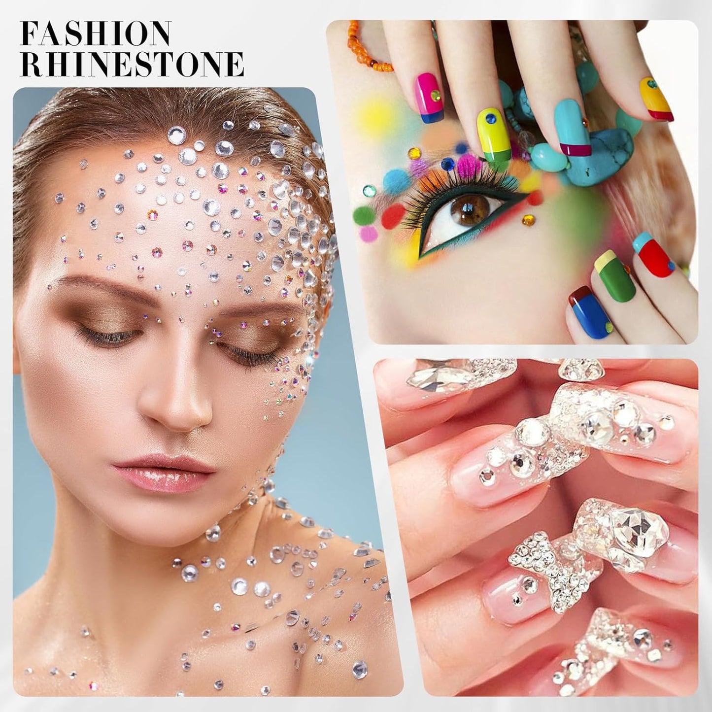 Novani Transparent AB Rhinestones 1440pcs Flat Back Round Rhinestone Style 2088 Sparkly Crystal Gemstones for Nail Art and Crafting SS16,3.8-4.0mm