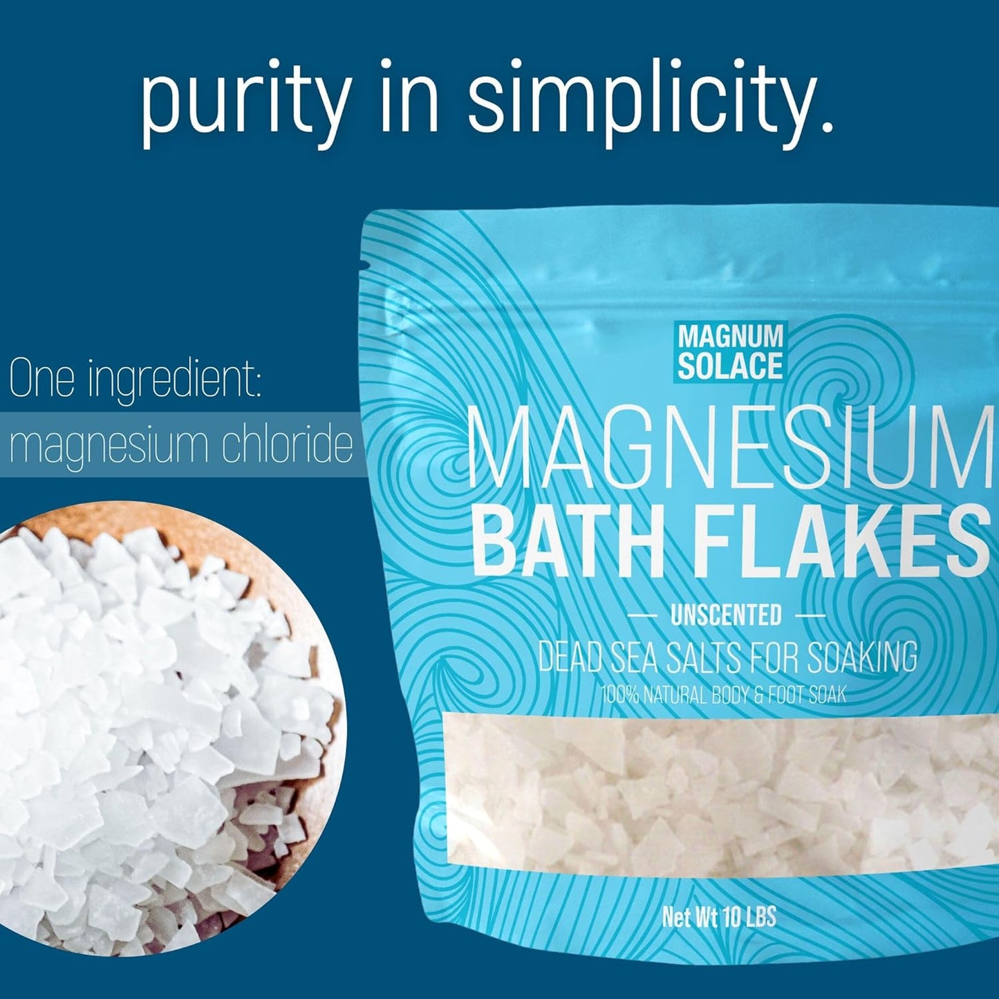 Magnesium Flakes for Bath 10 LBS, Plus Nighttime Magnesium Cream - Inside The Bag, Lavender