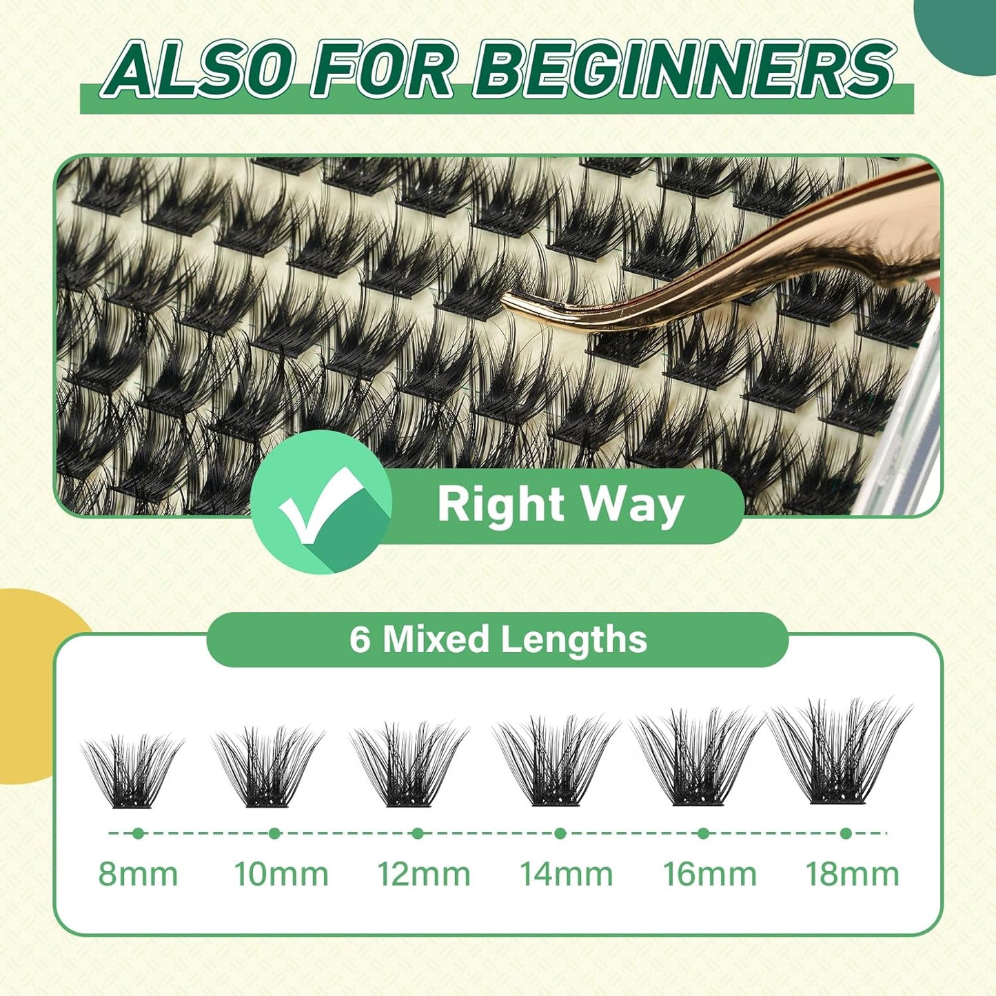 DIY Lash Extension Kit KEYYOU 144pcs Lash Clusters Eyelash Extension Kit with Mascara Brush Bond and Seal Lash Remover Lash Applicators Lash Brush for DIY Lash Extensions (Y22 Kit)