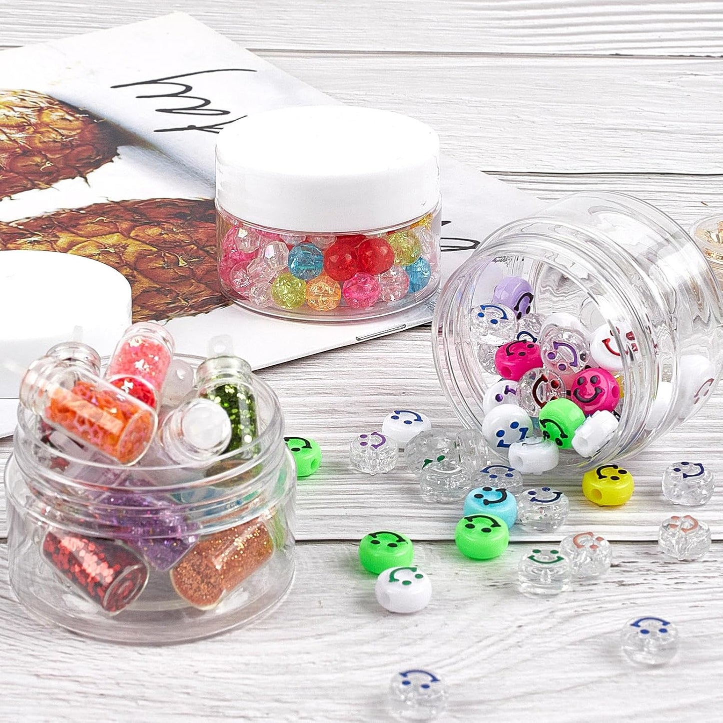 TUZAZO 48 Pack 1 Oz Small Plastic Container Jars with Lids and Labels BPA Free, Empty Round Clear Cosmetic Containers Plastic Slime Jars for Lotion, Cream, Ointments, Samples, Travel Storage (48)