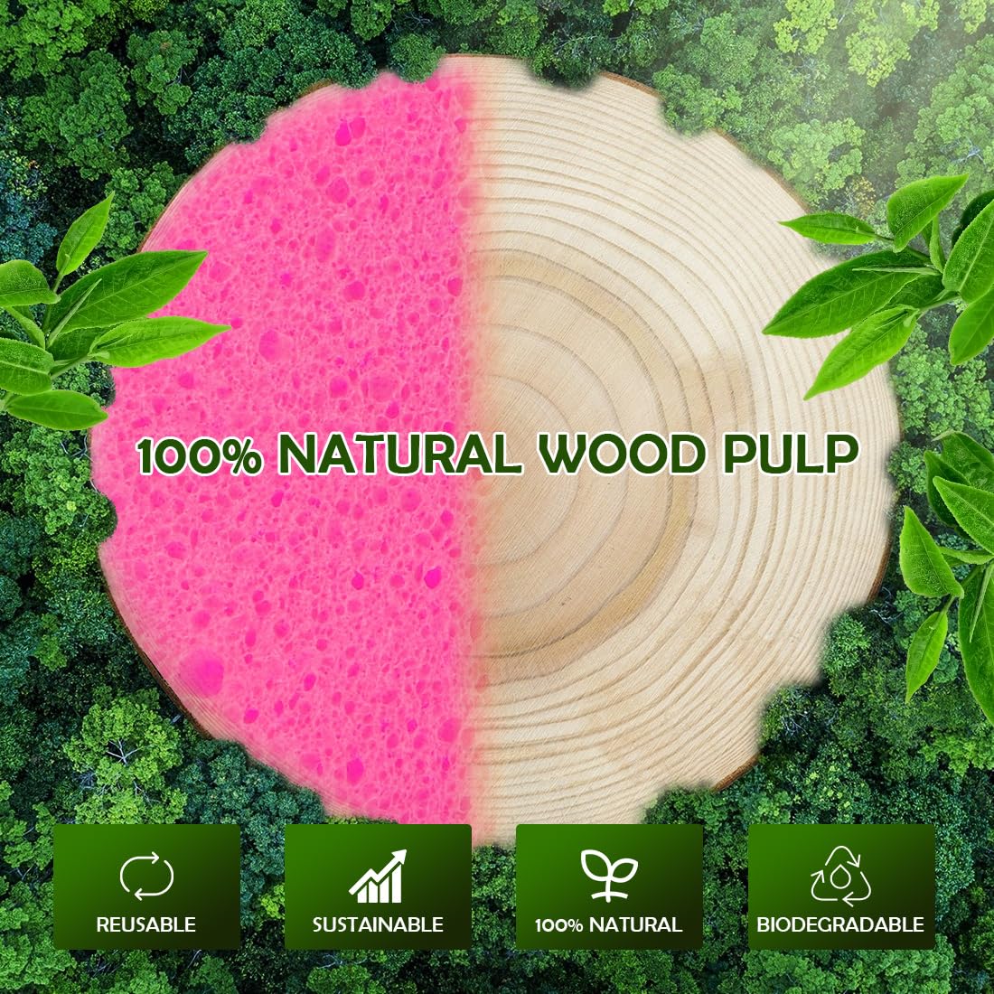 AIDEA 48-Count Compressed Facial Sponges Pink, Face Cleansing Pads, 100% Natural Cellulose Cosmetic Spa Sponges for Facial Cleansing, Exfoliating Pads, Mask Removal, Travel Essentials for Women