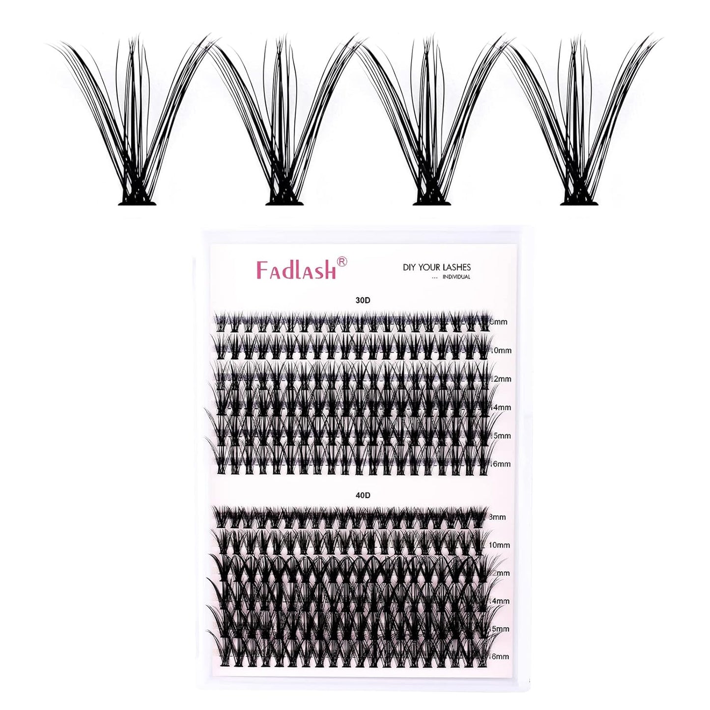 Individual Cluster Lashes Extensions 30D 40D 0.07 D Curl 8-16mm Mixed Trays Extensions 200Pcs Individual Cluster Lashes DIY Eyelash Extensions at Home